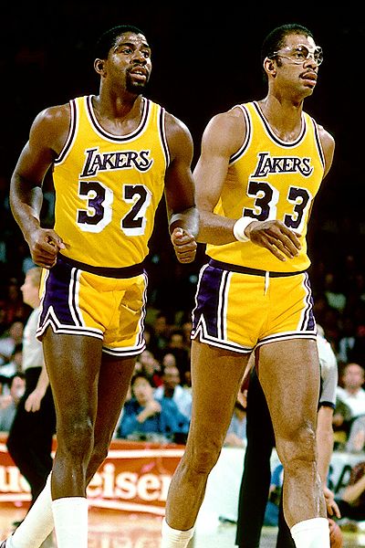 Magic and Kareem of the Showtime Lakers dynasty
