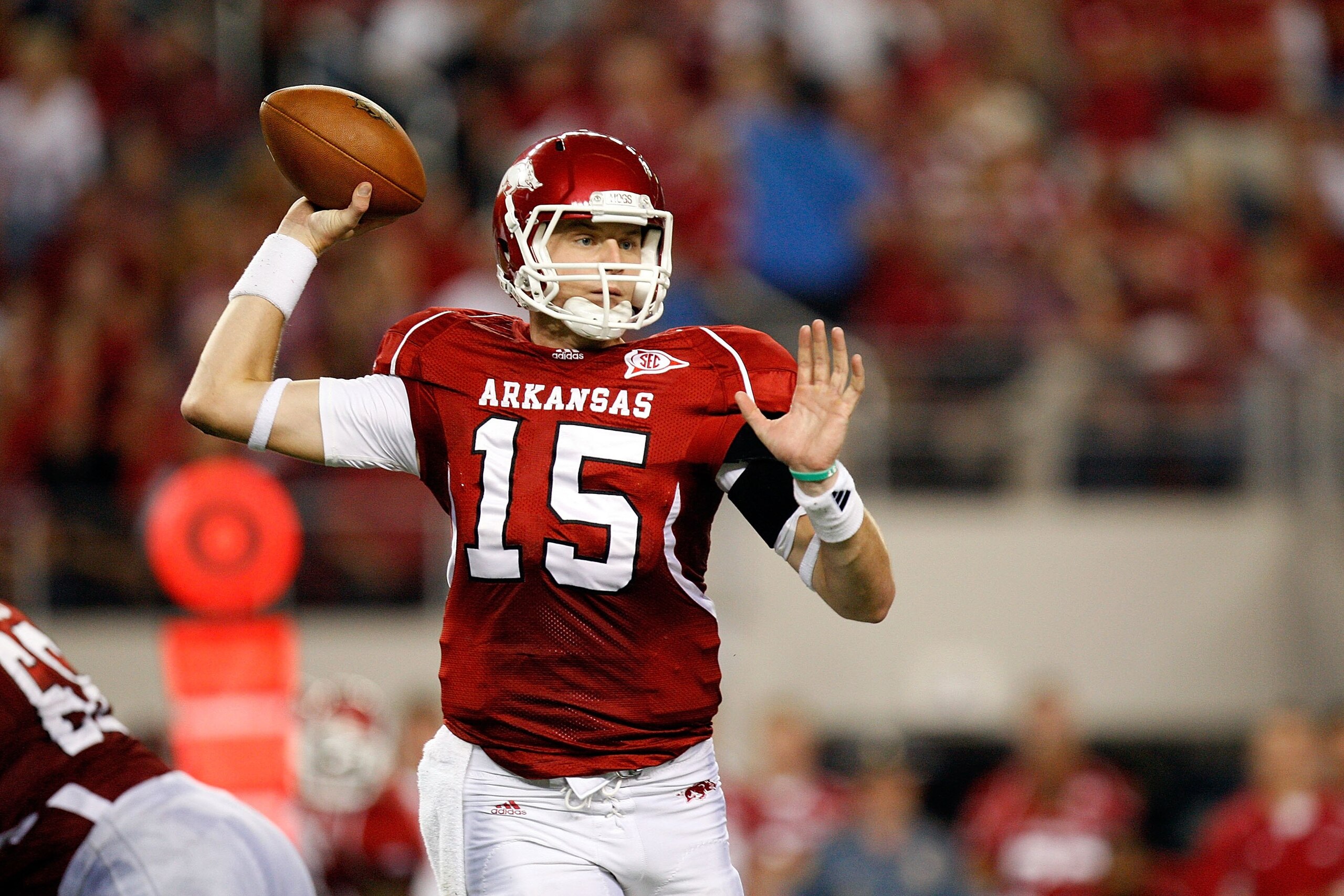 ARLINGTON, TX - OCTOBER 03:  Quarterback Ryan Mallett #15 of the Texas A&M Aggies at Cowboys Stadium on October 3, 2009 in Arlington, Texas.  (Photo by Ronald Martinez/Getty Images)