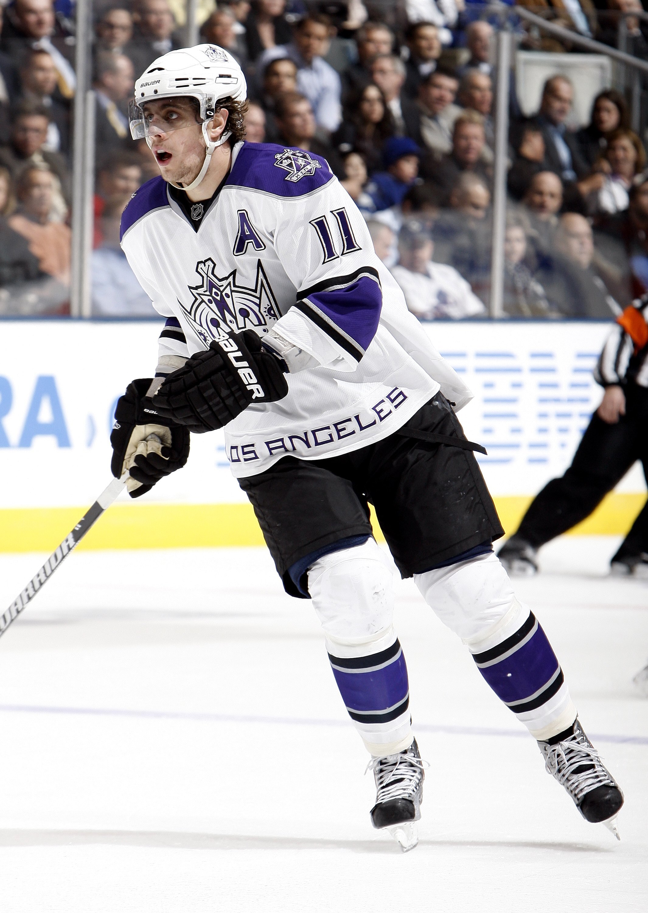 TORONTO - JANUARY 26: Anze Kopitar #11 of the Los Angeles Kings skates up the ice during the game against the Toronto Maple Leafs on January 26, 2010 at the Air Canada Centre in Toronto, Ontario, Canada. (Photo by Abelimages / Getty Images)