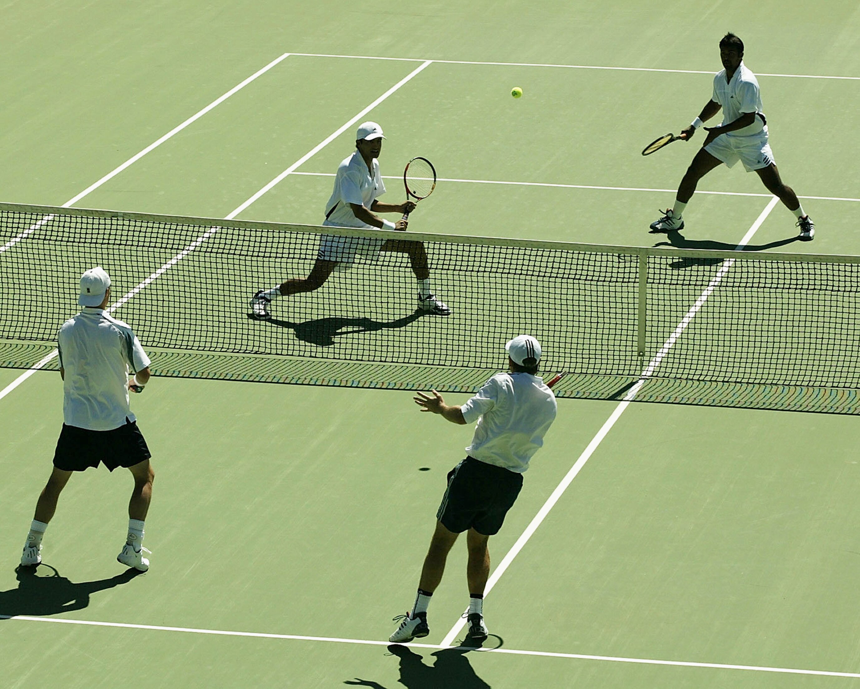 ADELAIDE - SEPTEMBER 21:  Lleyton Hewitt and Todd Woodbridge of Australia during their 6-3, 7-6, 6-1 win over Leander Paes and Vishal Uppal of India in the doubles match in the second days play in the Davis Cup  World Group Qualifying Tie between Australi