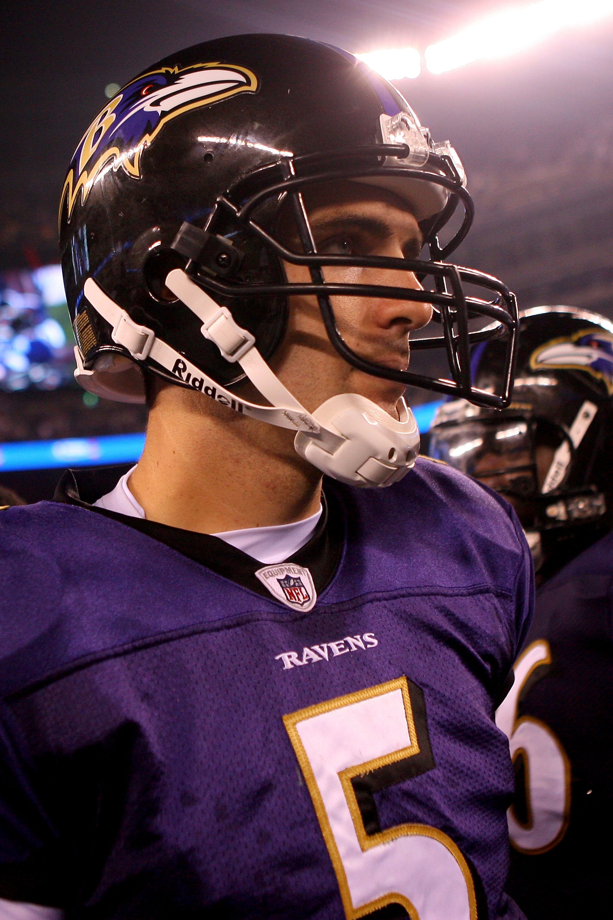 EAST RUTHERFORD, NJ - SEPTEMBER 13:  Joe Flacco #5 of the Baltimore Ravens walks off the field after defeating the New York Jets during their home opener at the New Meadowlands Stadium on September 13, 2010 in East Rutherford, New Jersey.  (Photo by Andre