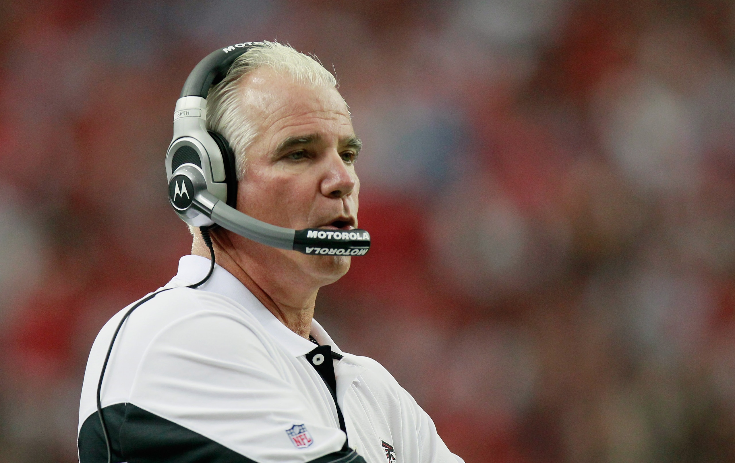 ATLANTA - SEPTEMBER 19:  Head coach Mike Smith of the Atlanta Falcons looks on during the game against the Arizona Cardinals at Georgia Dome on September 19, 2010 in Atlanta, Georgia.  (Photo by Kevin C. Cox/Getty Images)