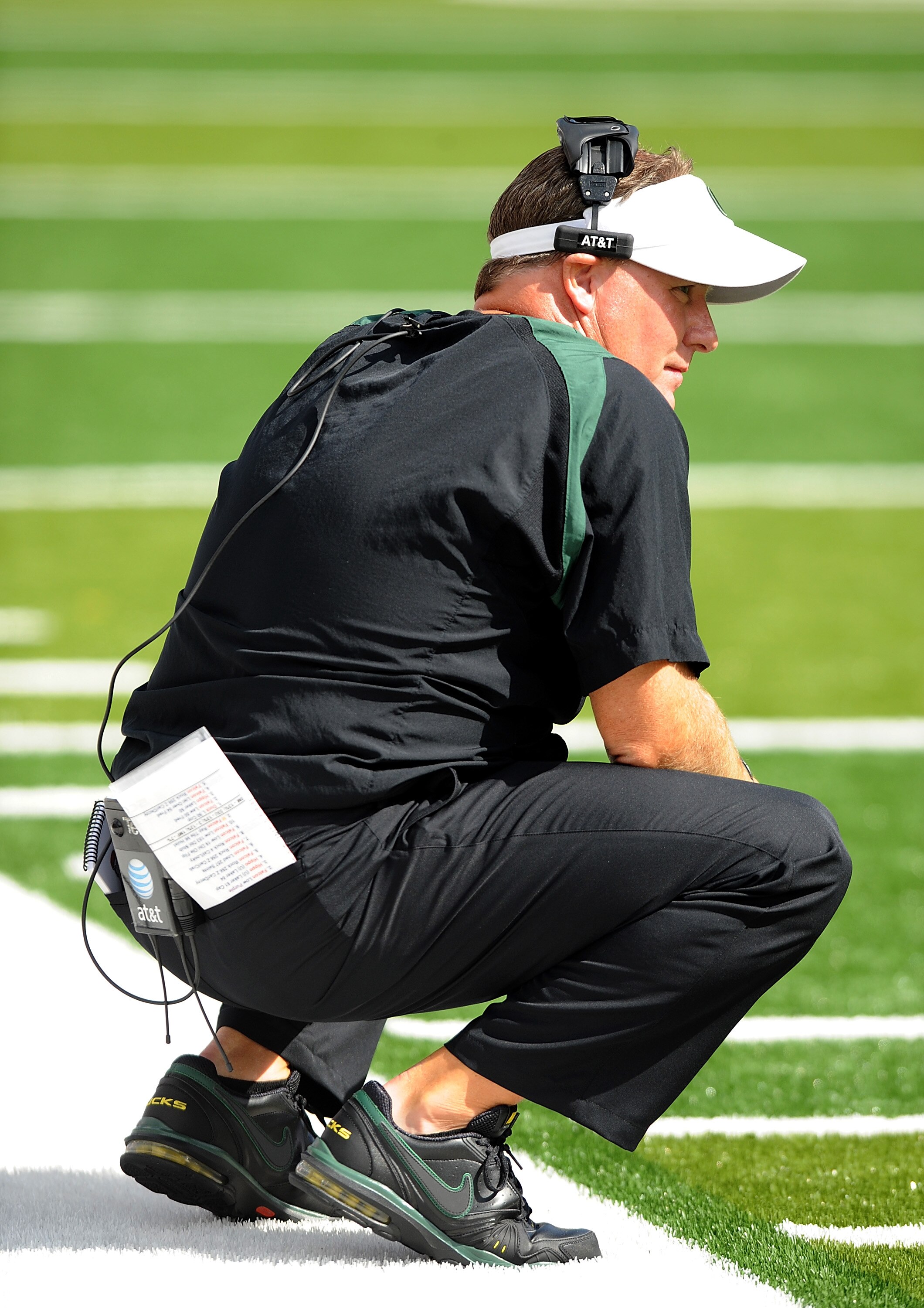 EUGENE, OR - SEPTEMBER 04:  Head coach Chip Kelly of the Oregon Ducks looks out at the action on the field in the second quarter of the game against the New Mexico Lobos at Autzen Stadium on September 4, 2010 in Eugene, Oregon. Oregon won the game 72-0. (