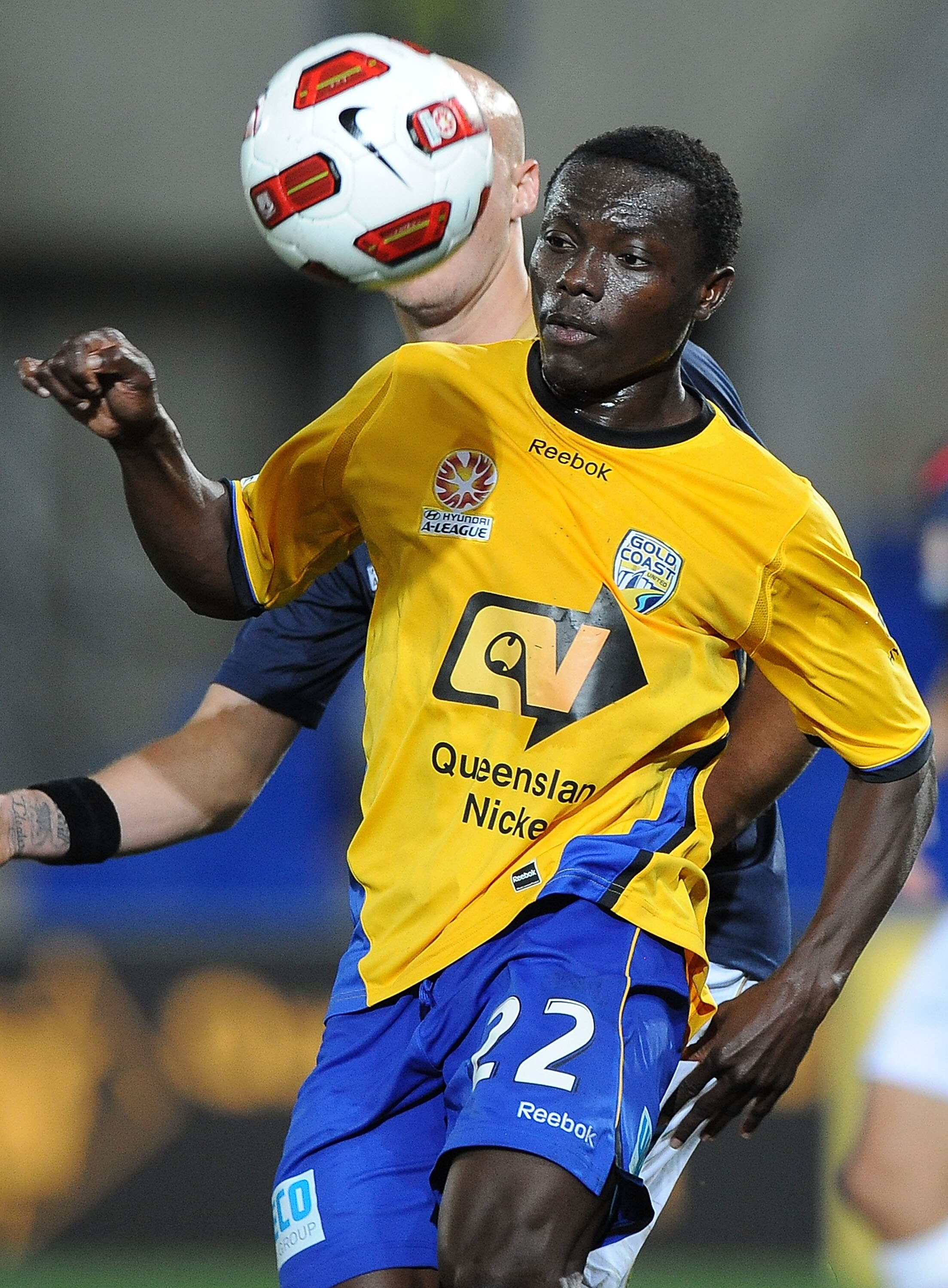 GOLD COAST, AUSTRALIA - SEPTEMBER 22:  Adama Traore of the Gold Coast attempts to control the ball from a pass during the round seven A-League match between Gold Coast United and the Newcastle Jets at Skilled Park on September 22, 2010 in Gold Coast, Aust