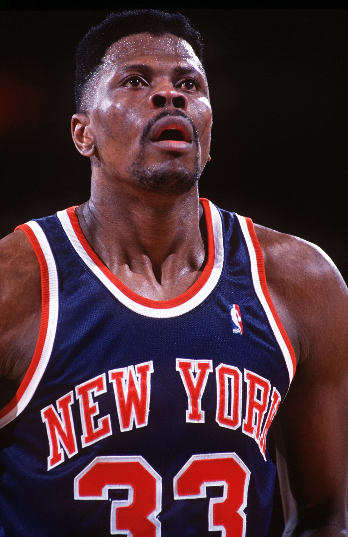 1993:  NEW YORK CENTER PATRICK EWING AT THE FREE THROW LINE DURING THE KNICKS REGULAR SEASON GAME AT THE DENVER NUGGETS. Mandatory Credit: Tim Defrisco/ALLSPORT