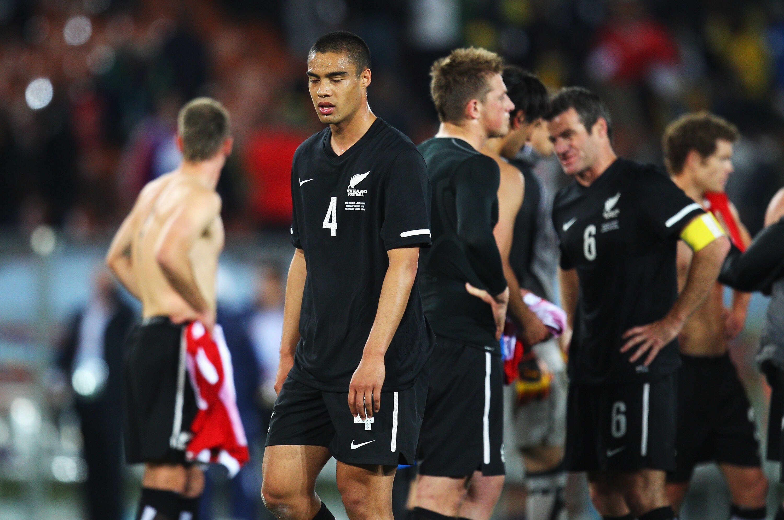 POLOKWANE, SOUTH AFRICA - JUNE 24:  Dejected Winston Reid of New Zealand after a goalless draw and elimination in the 2010 FIFA World Cup South Africa Group F match between Paraguay and New Zealand at Peter Mokaba Stadium on June 24, 2010 in Polokwane, So