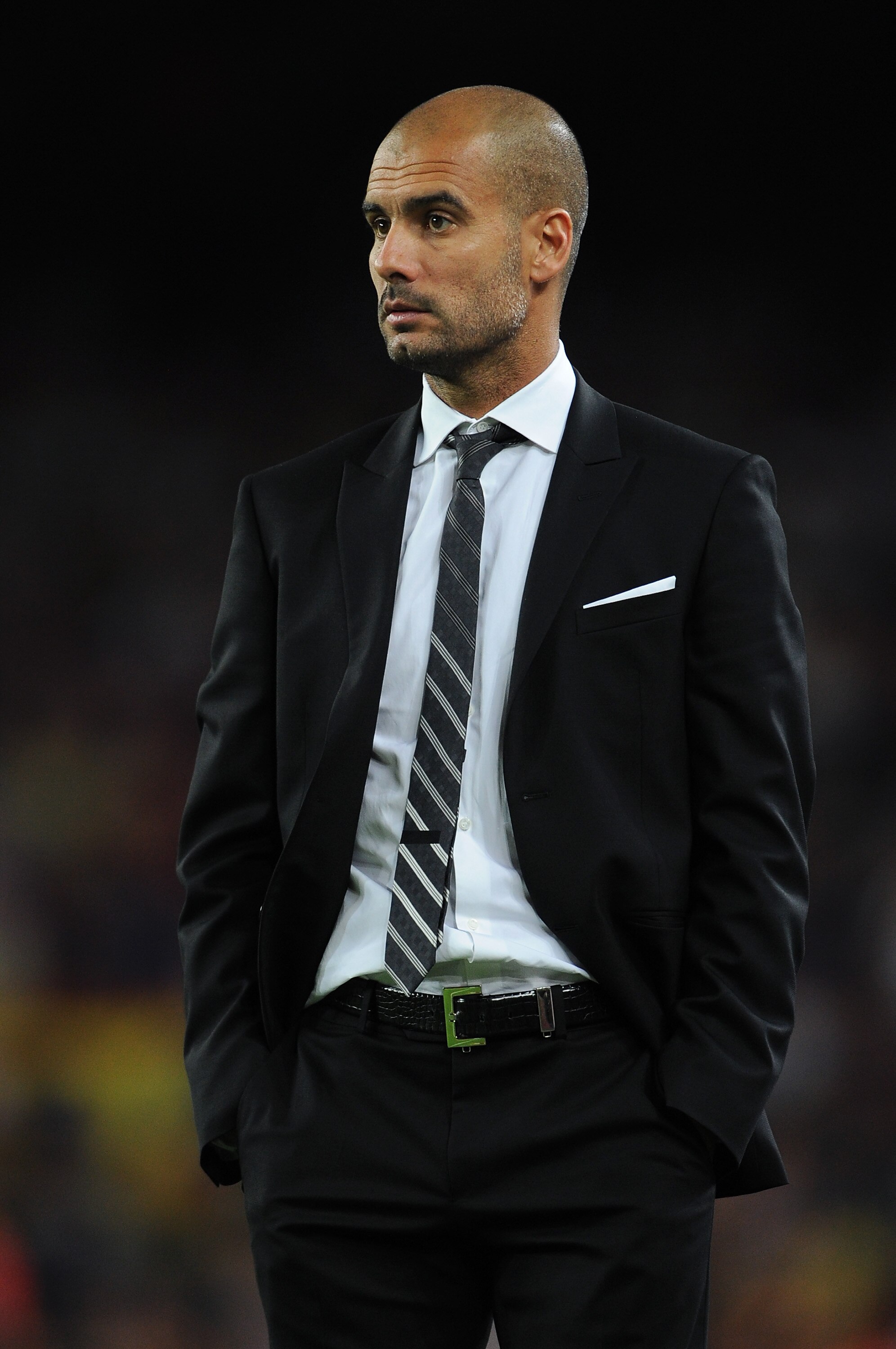 BARCELONA, SPAIN - SEPTEMBER 14:  Head coach Josep Guardiola of Barcelona watches on during the UEFA Champions League group D match between Barcelona and Panathinaikos on September 14, 2010 in Barcelona, Spain. Barcelona won the match 5-1.  (Photo by Jasp