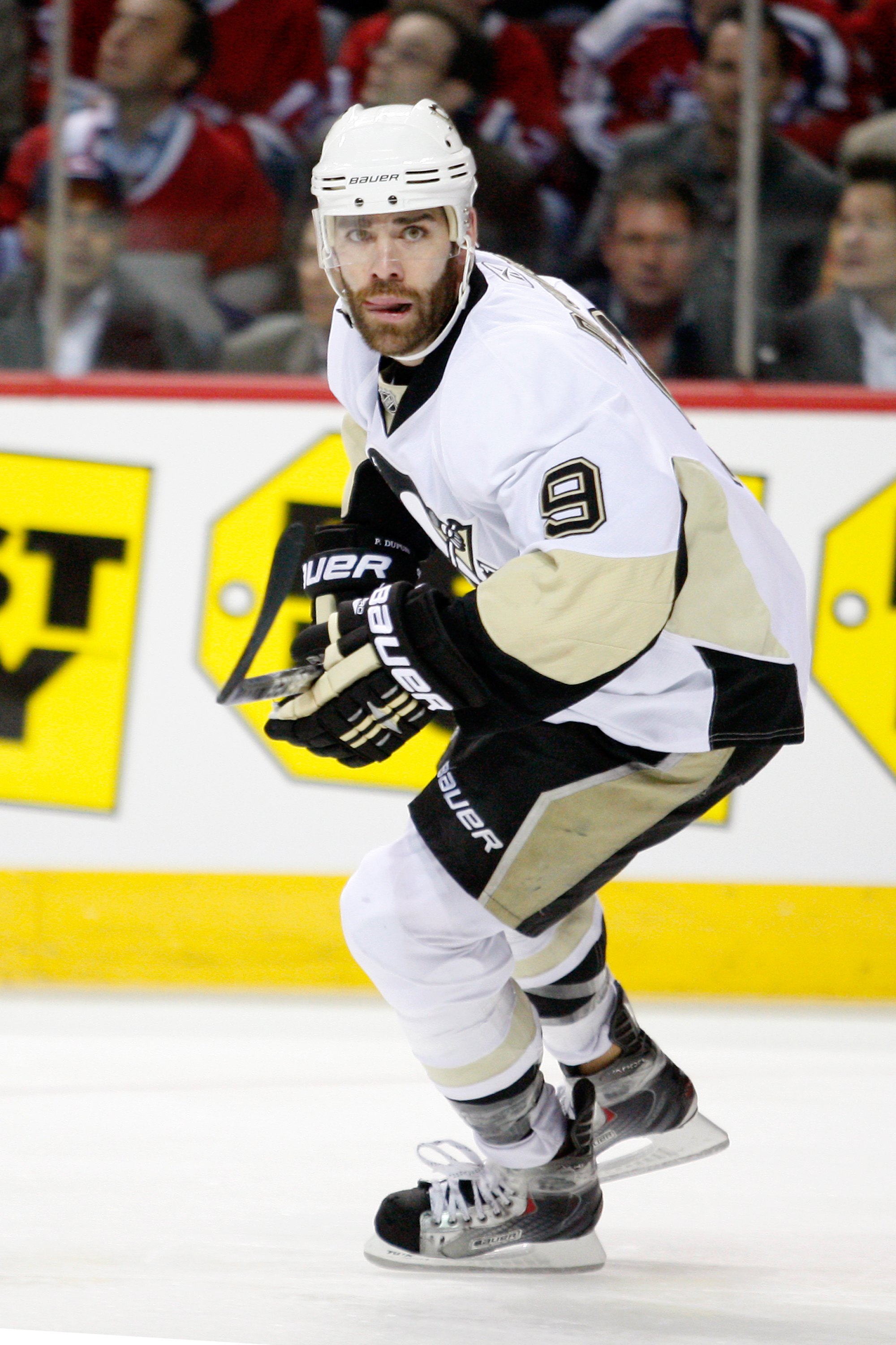MONTREAL- MAY 4:  Pascal Dupuis #9 of the Pittsburgh Penguins skates in Game Three of the Eastern Conference Semifinals against the Montreal Canadiens during the 2010 NHL Stanley Cup Playoffs at the Bell Centre on May 4, 2010 in Montreal, Quebec, Canada. 