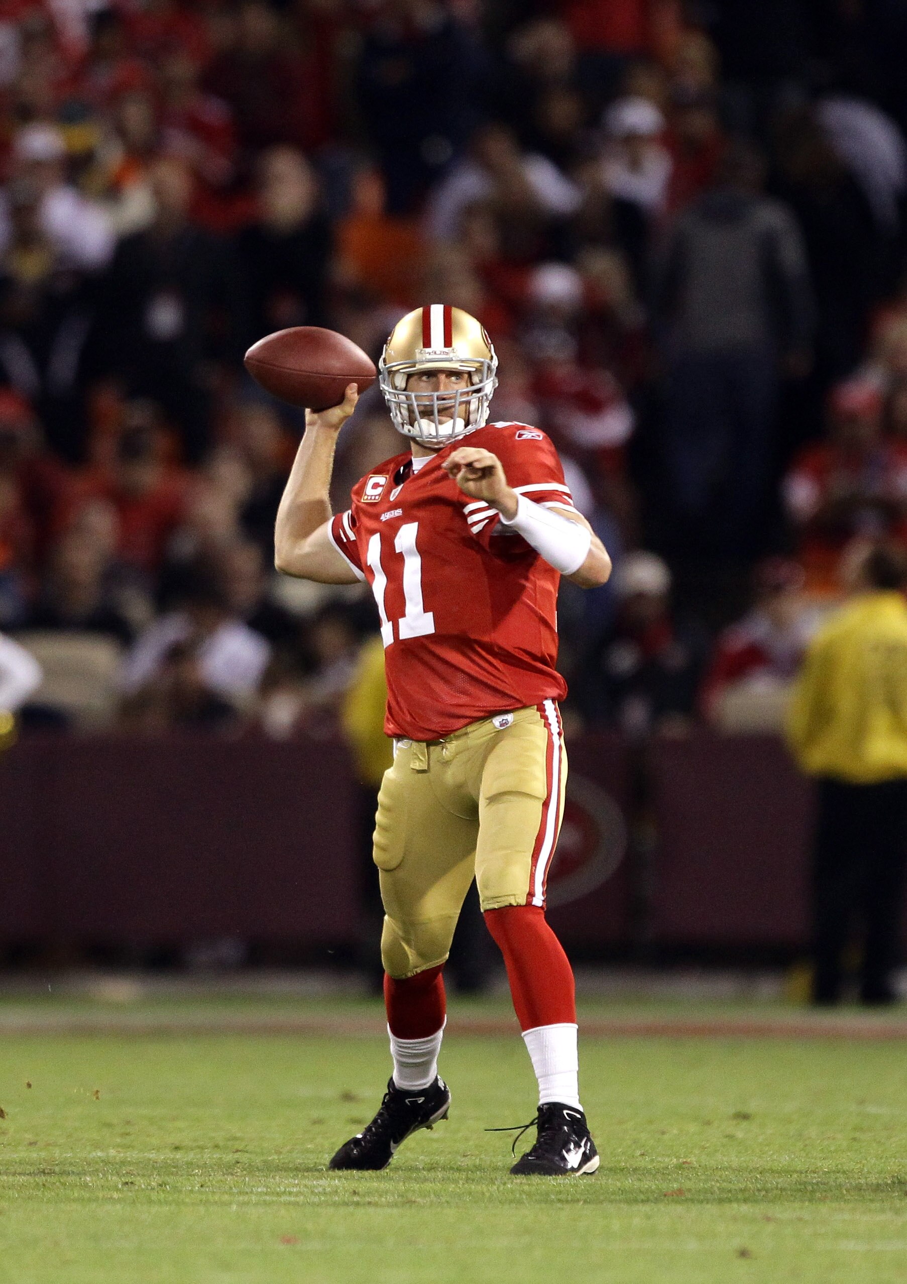 SAN FRANCISCO - SEPTEMBER 20:  Alex Smith #11 of the San Francisco 49ers in action during their game against the New Orleans Saints at Candlestick Park on September 20, 2010 in San Francisco, California.  (Photo by Ezra Shaw/Getty Images)