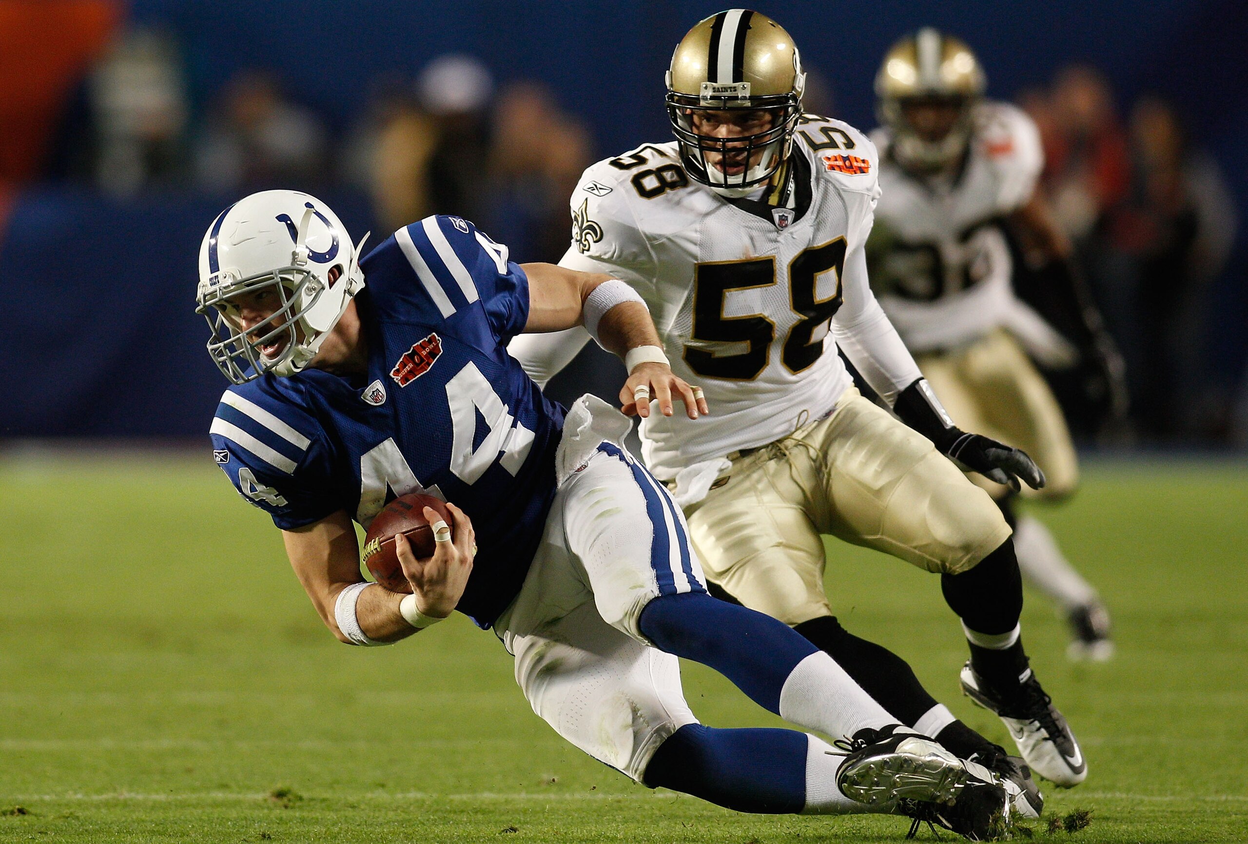 MIAMI GARDENS, FL - FEBRUARY 07: Dallas Clark #44 of the Indianapolis Colts runs with the ball against the New Orleans Saints during Super Bowl XLIV on February 7, 2010 at Sun Life Stadium in Miami Gardens, Florida. (Photo by Chris Graythen/Getty Images) MIAMI GARDENS, FL - FEBRUARY 07: Dallas Clark #44 of the Indianapolis Colts runs with the ball against the New Orleans Saints during Super Bowl XLIV on February 7, 2010 at Sun Life Stadium in Miami Gardens, Florida. (Photo by Chris Graythen/Getty Images)