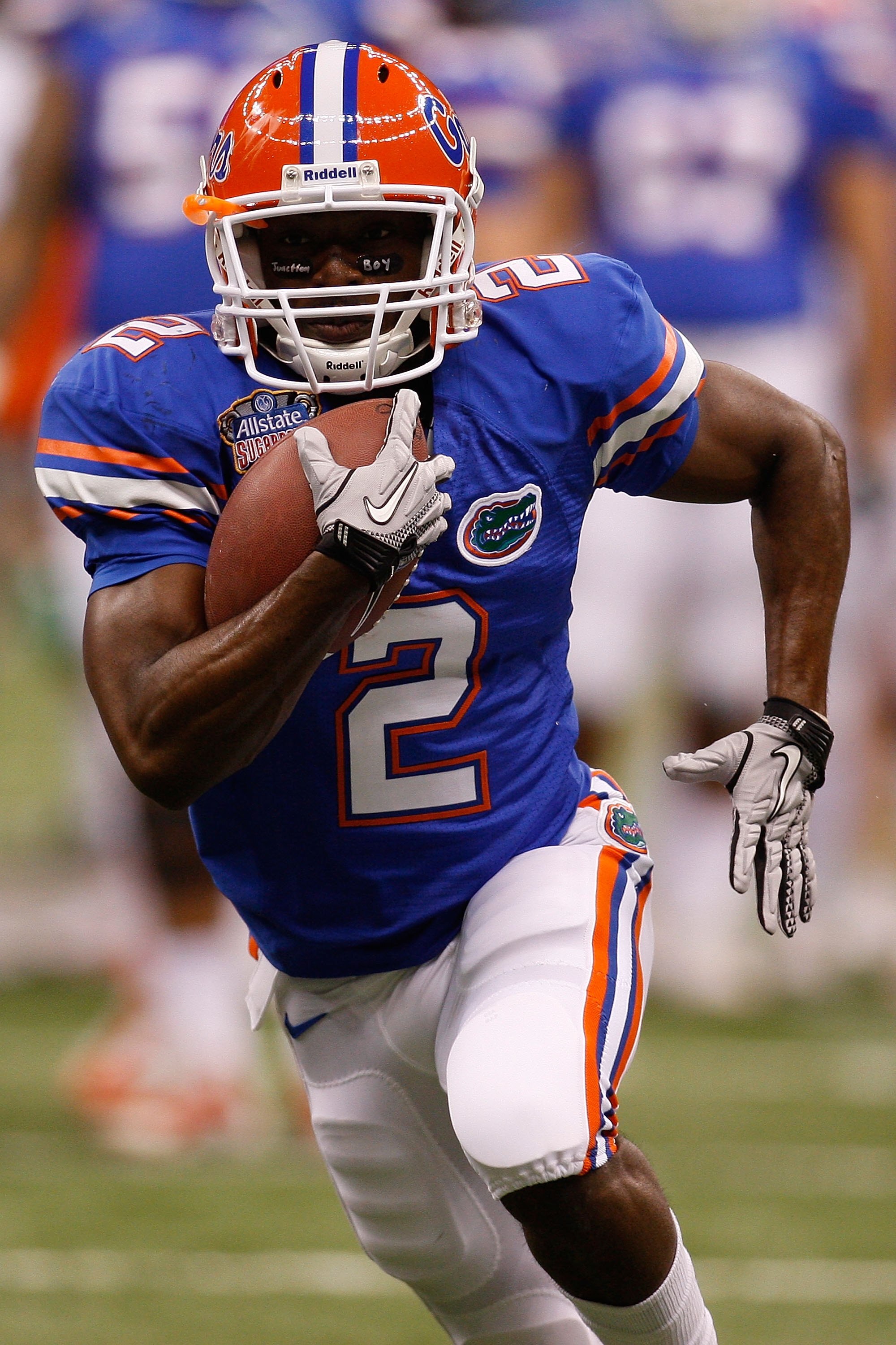 NEW ORLEANS - JANUARY 01:  Jeffrey Demps #2 of the Florida Gators warms up before playing the Cincinnati Bearcats during the Allstate Sugar Bowl at the Louisana Superdome on January 1, 2010 in New Orleans, Louisiana.  (Photo by Chris Graythen/Getty Images