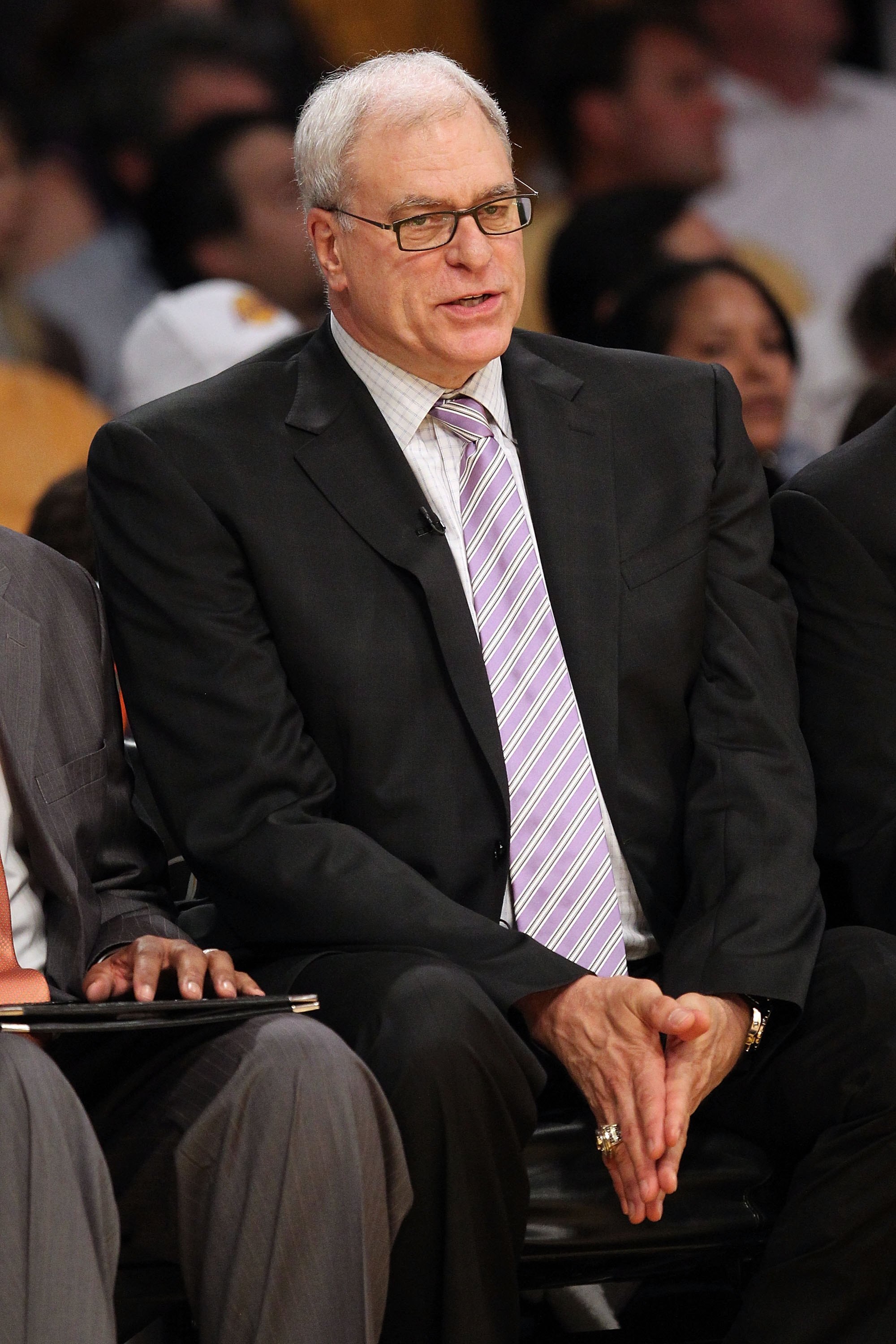 LOS ANGELES, CA - JUNE 15: Head coach Phil Jackson of the Los Angeles Lakers looks on from the bench against the Boston Celtics in Game Six of the 2010 NBA Finals at Staples Center on June 15, 2010 in Los Angeles, California. NOTE TO USER: User expressl LOS ANGELES, CA - JUNE 15: Head coach Phil Jackson of the Los Angeles Lakers looks on from the bench against the Boston Celtics in Game Six of the 2010 NBA Finals at Staples Center on June 15, 2010 in Los Angeles, California. NOTE TO USER: User expressl