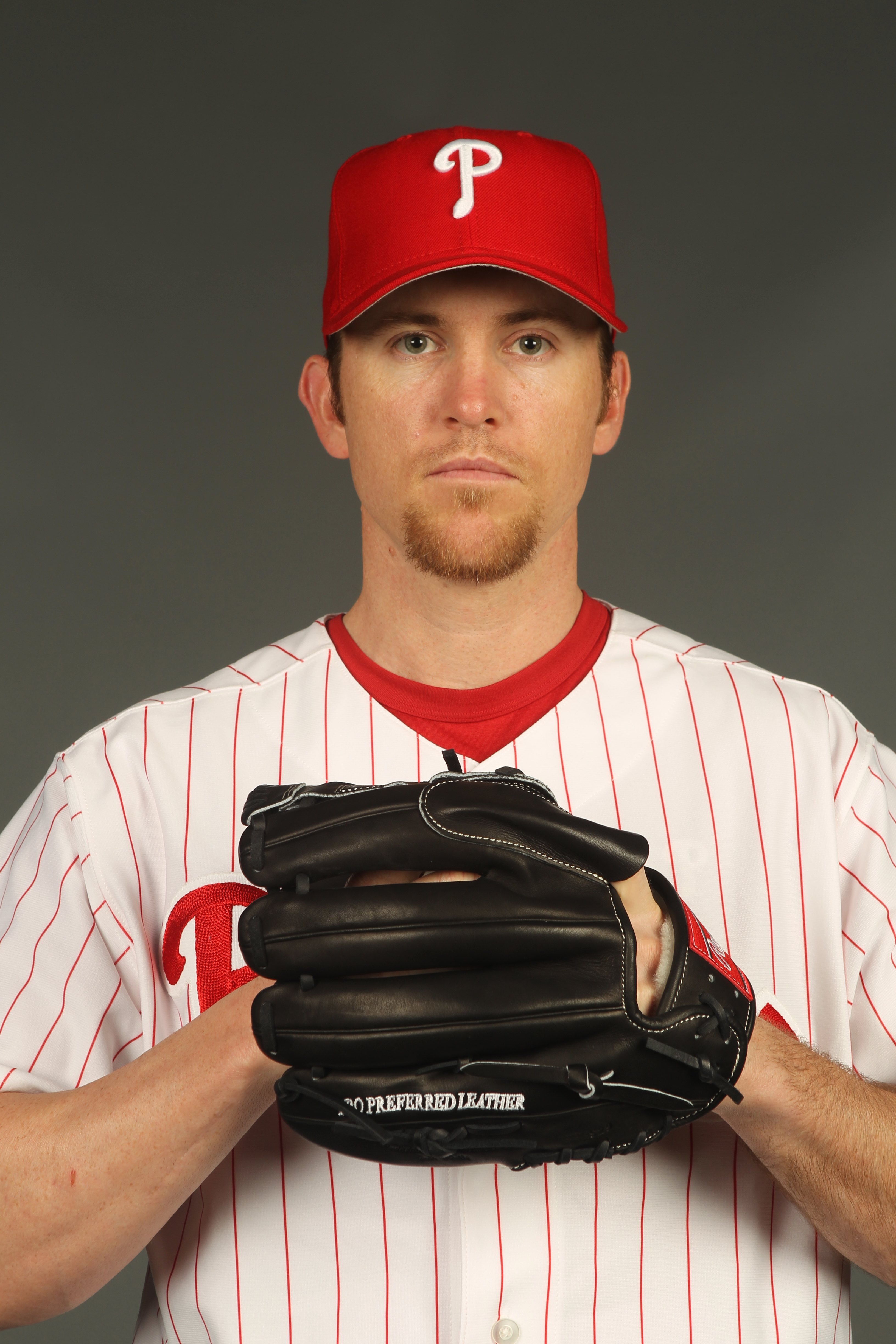 CLEARWATER, FL - FEBRUARY 24:  Brad Lidge #54 of the Philadelphia Phillies poses for a photo during Spring Training Media Photo Day at Bright House Networks Field on February 24, 2010 in Clearwater, Florida.  (Photo by Nick Laham/Getty Images)