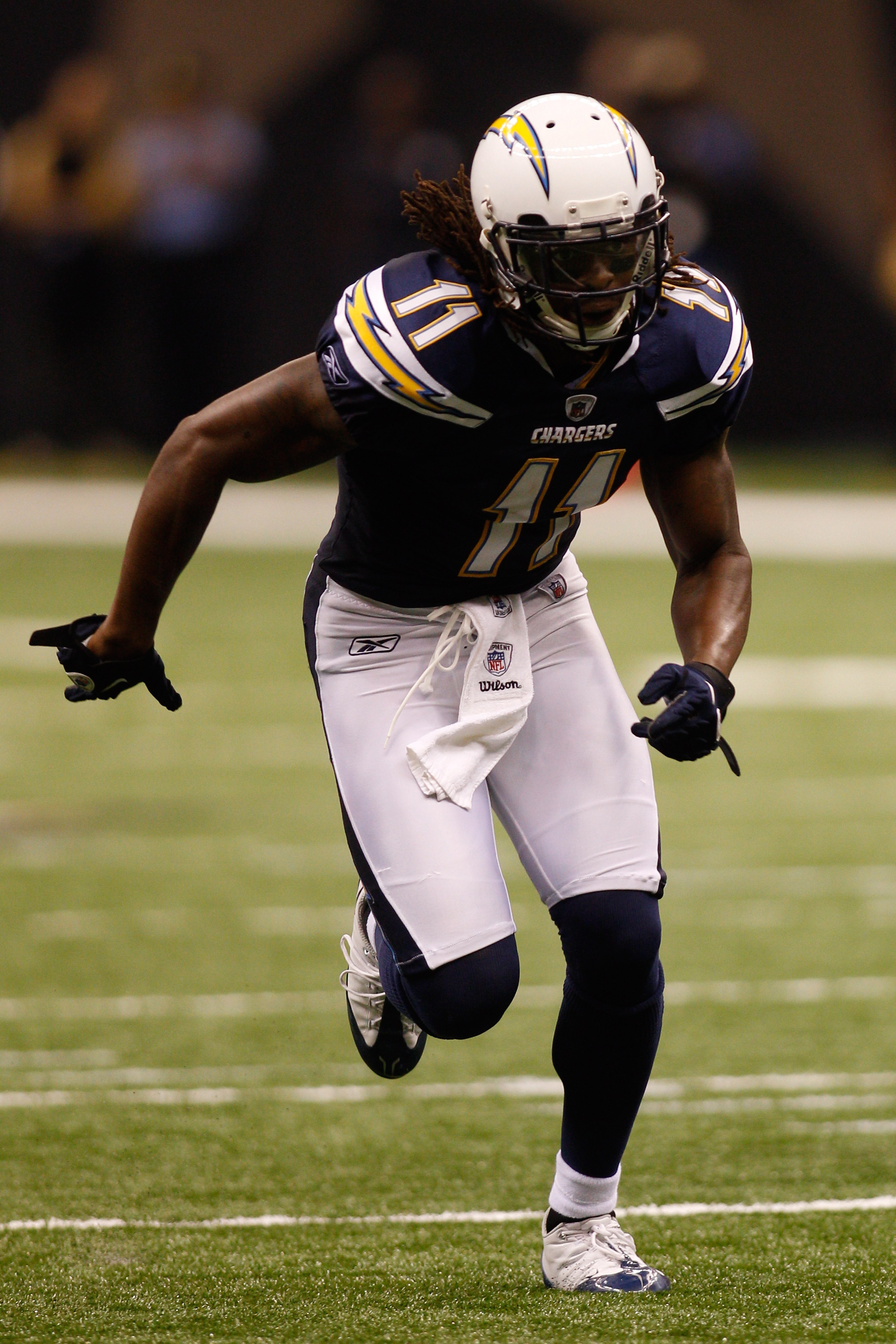NEW ORLEANS - AUGUST 27:  Legedu Naanee #11 of the San Diego Chargers in action against the New Orleans Saints at the Louisiana Superdome on August 27, 2010 in New Orleans, Louisiana.  (Photo by Chris Graythen/Getty Images)
