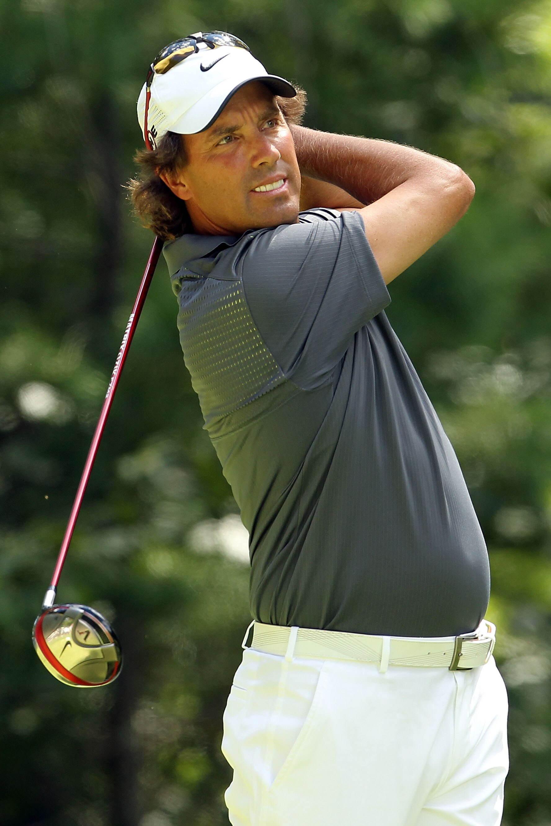 NORTON, MA - SEPTEMBER 05:  Stephen Ames of Canada tees off on the ninth hole during the third round of the Deutsche Bank Championship at TPC Boston on September 5, 2010 in Norton, Massachusetts.  (Photo by Mike Ehrmann/Getty Images)