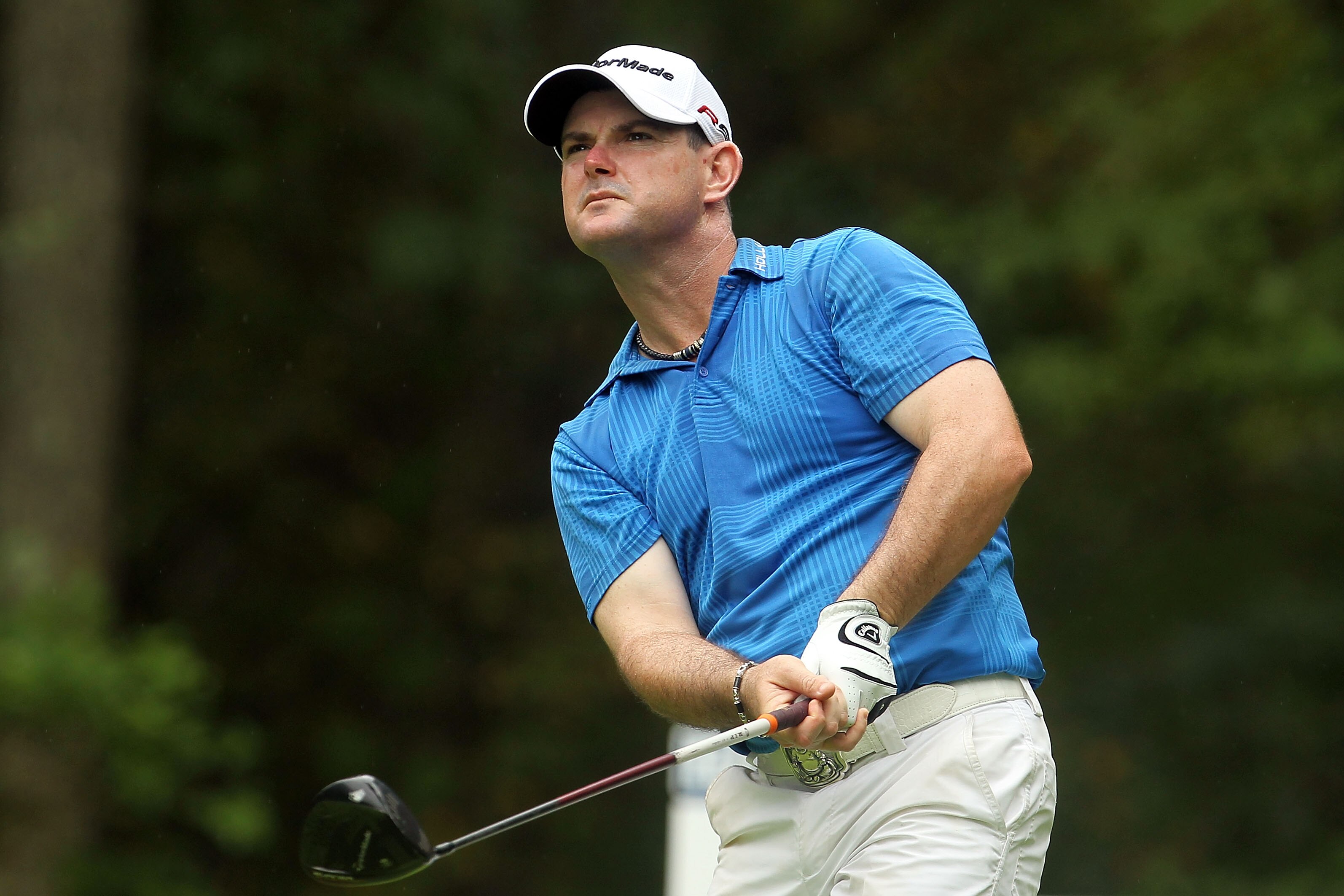 NORTON, MA - SEPTEMBER 03:  Rory Sabbatini of South Africa hits a shot on the second hole during the first round of the Deutsche Bank Championship at TPC Boston on September 3, 2010 in Norton, Massachusetts.  (Photo by Mike Ehrmann/Getty Images)