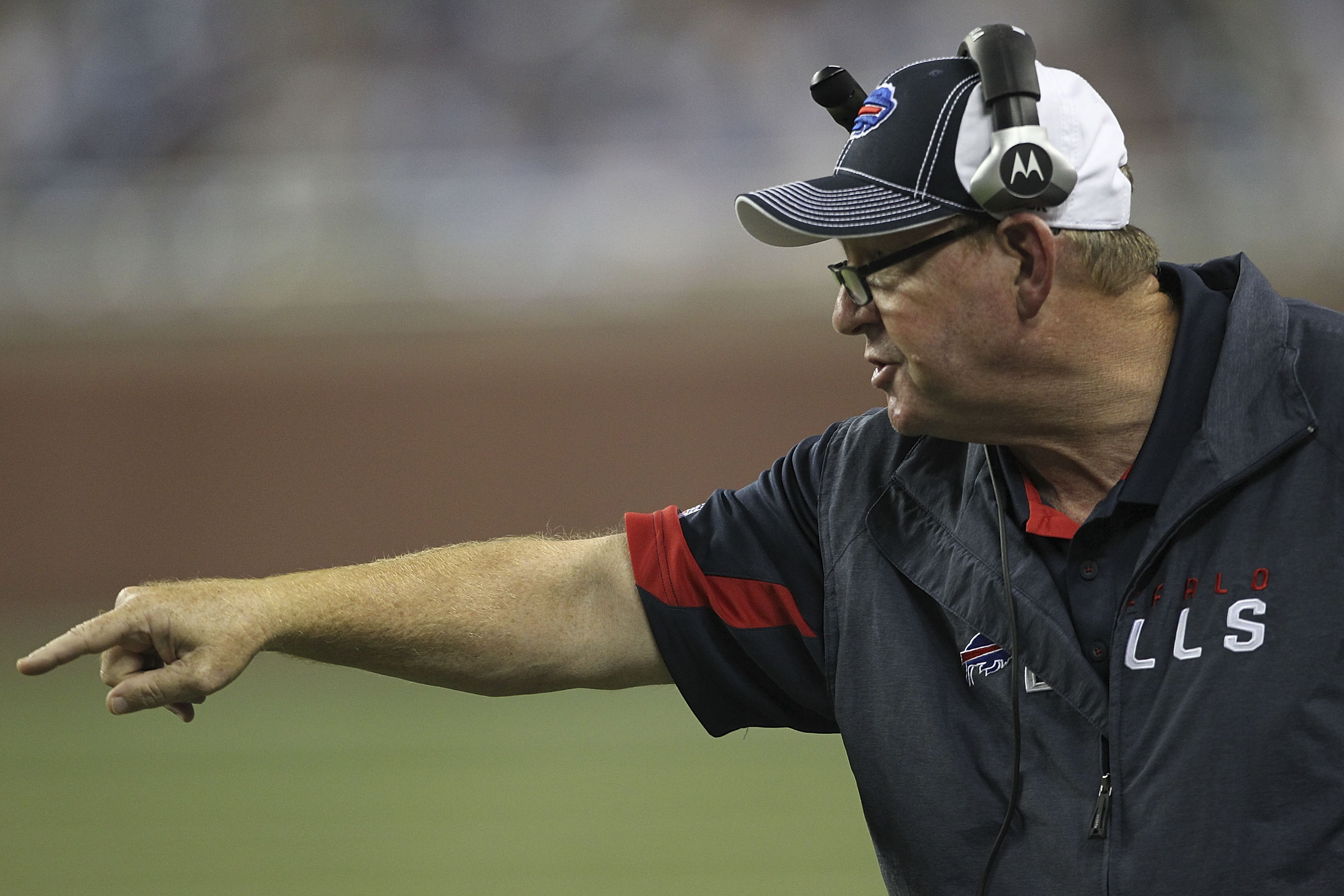 DETROIT - SEPTEMBER 02:  Buffalo Bills head coach Chan Gailey watches the action during the fouth quarter of the preseason game at Ford Field on September 2, 2010 in Detroit, Michigan. The Lions defeated the Bills 28-23.  (Photo by Leon Halip/Getty Images