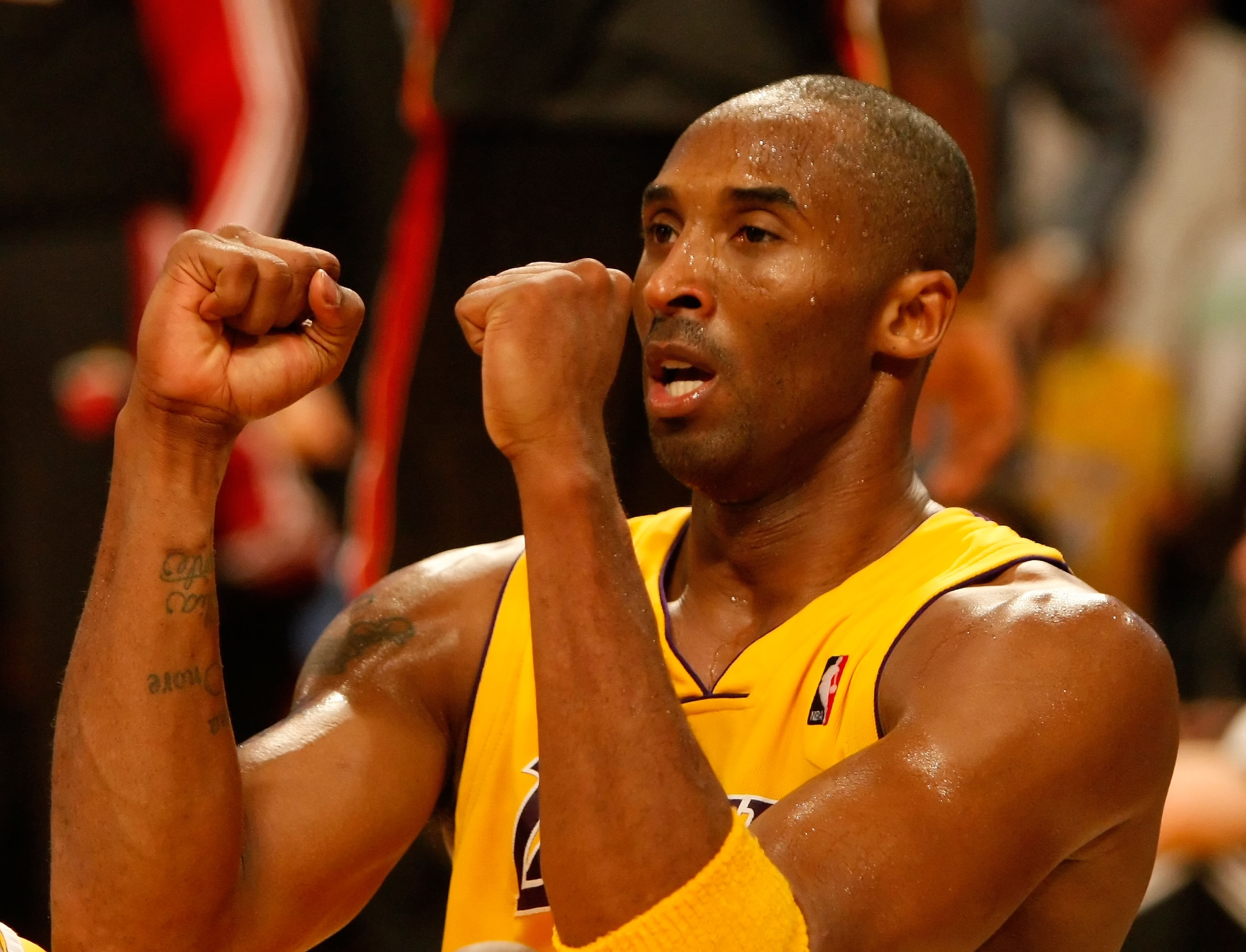 LOS ANGELES, CA - DECEMBER 04: Kobe Bryant #24 of the Los Angeles Lakers celebrates after making a basket and being fouled in the process against the Miami Heat in the fourth quarter at Staples Center on December 4, 2009 in Los Angeles, California. The L LOS ANGELES, CA - DECEMBER 04: Kobe Bryant #24 of the Los Angeles Lakers celebrates after making a basket and being fouled in the process against the Miami Heat in the fourth quarter at Staples Center on December 4, 2009 in Los Angeles, California. The L