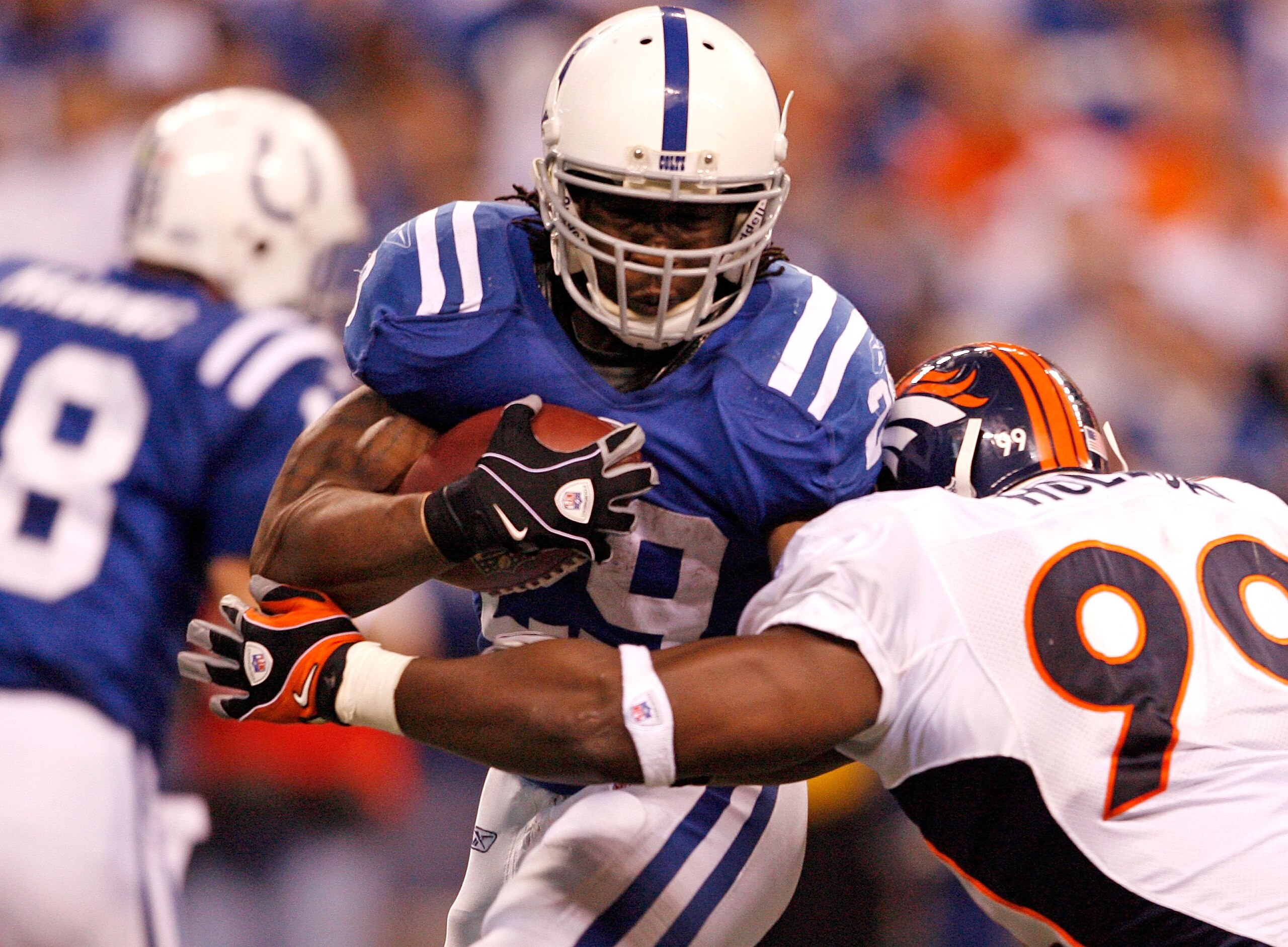 INDIANAPOLIS - DECEMBER 13: Joesph Addai #29 of the Indianapolis Colts runs with the ball during the NFL game against the Denver Broncos at Lucas Oil Stadium on December 13, 2009 in Indianapolis, Indiana. (Photo by Andy Lyons/Getty Images) INDIANAPOLIS - DECEMBER 13: Joesph Addai #29 of the Indianapolis Colts runs with the ball during the NFL game against the Denver Broncos at Lucas Oil Stadium on December 13, 2009 in Indianapolis, Indiana. (Photo by Andy Lyons/Getty Images)