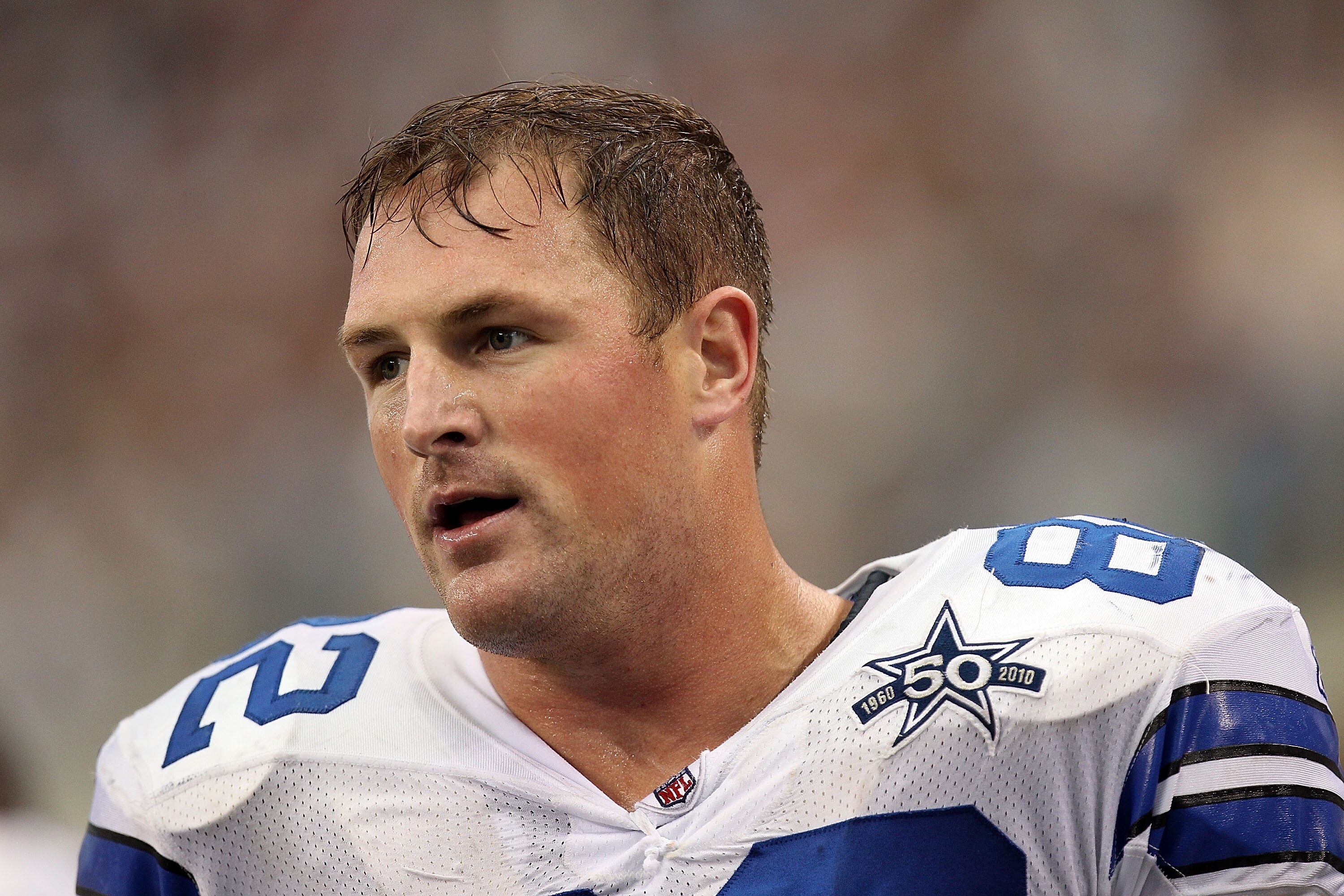 ARLINGTON, TX - SEPTEMBER 19:  Tight end Jason Witten #82 of the Dallas Cowboys at Cowboys Stadium on September 19, 2010 in Arlington, Texas.  (Photo by Ronald Martinez/Getty Images)