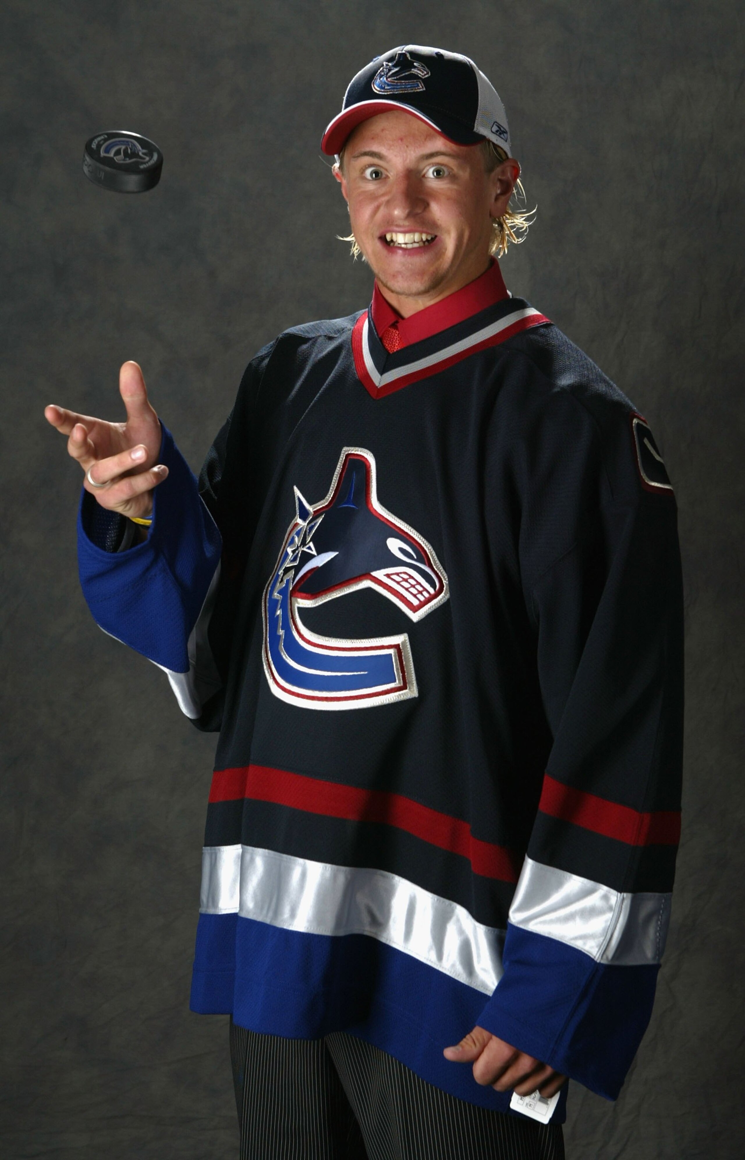 VANCOUVER, BC - JUNE 24:  The 14th overall pick Michael Grabner of the Vancouver Canucks poses for a portrait backstage at the 2006 NHL Draft held at General Motors Place on June 24, 2006 in Vancouver, Canada.  (Photo by Dave Sandford/Getty Images for NHL