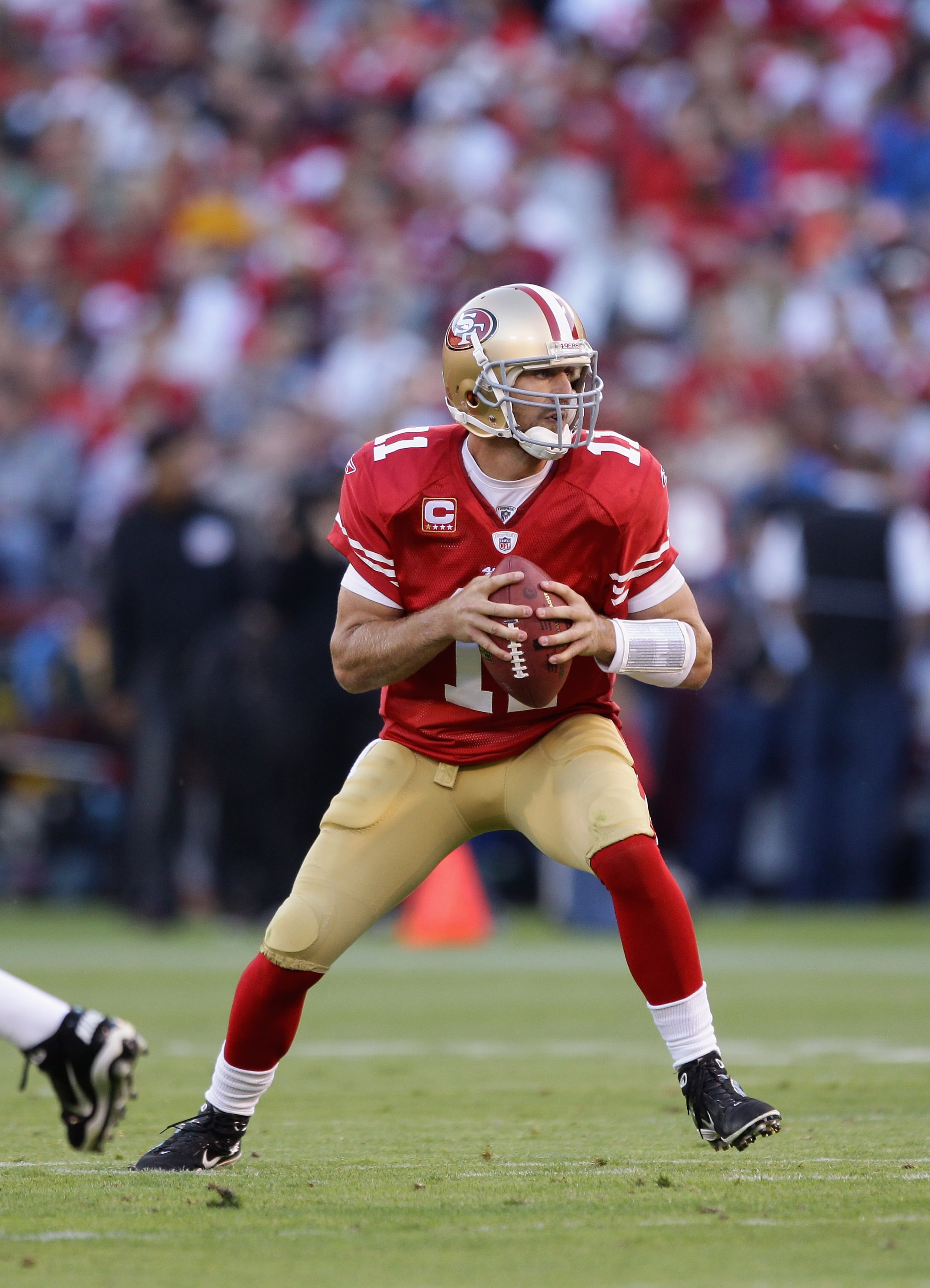 SAN FRANCISCO - SEPTEMBER 20:  Alex Smith #11 of the San Francisco 49ers in action during their game against the New Orleans Saints at Candlestick Park on September 20, 2010 in San Francisco, California.  (Photo by Ezra Shaw/Getty Images)