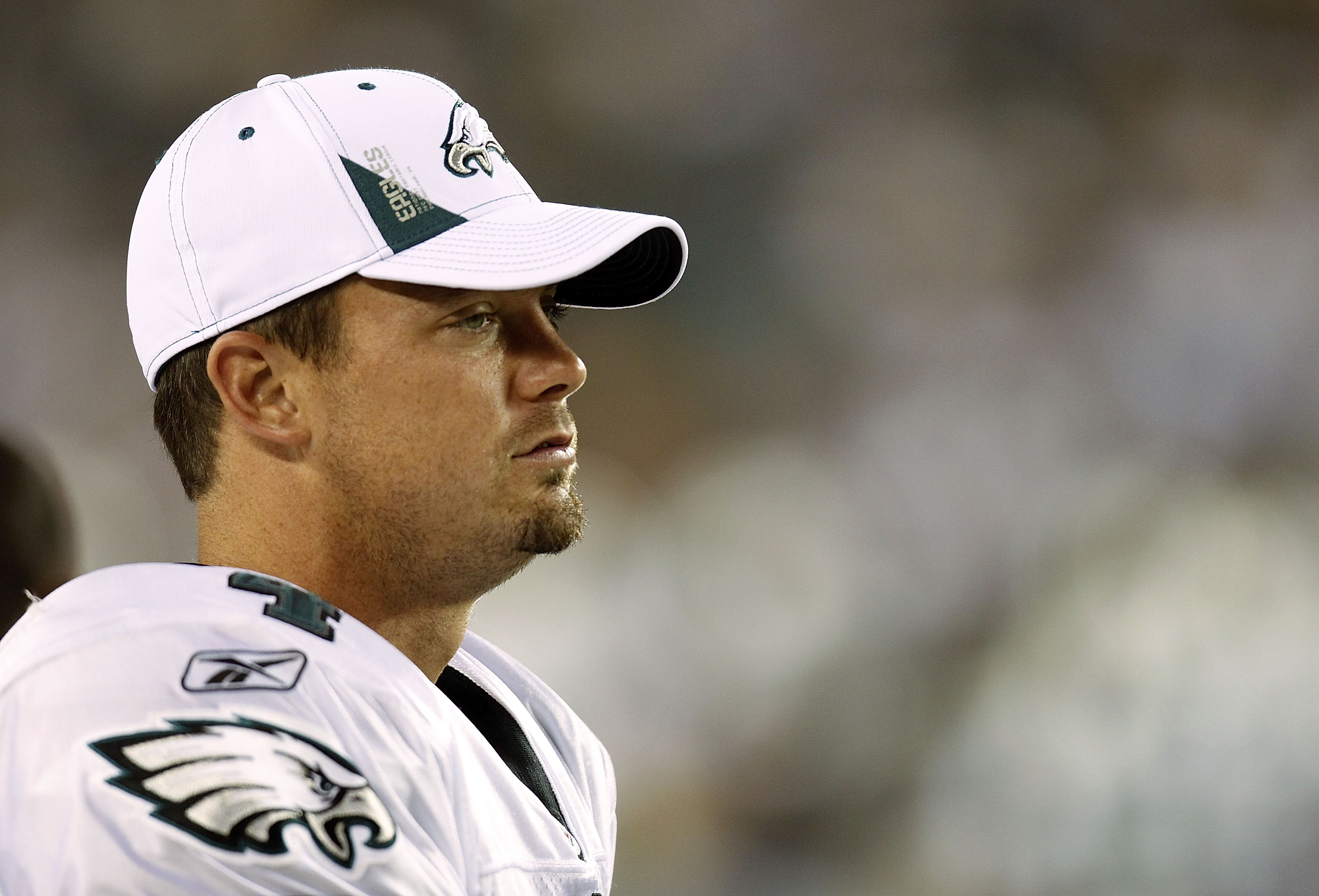PHILADELPHIA - SEPTEMBER 02: Kevin Kolb #4 of the Philadelphia Eagles stands on the sidelines during a preseason game against the New York Jets at Lincoln Financial Field on September 2, 2010 in Philadelphia, Pennsylvania. (Photo by Jeff Zelevansky/Getty