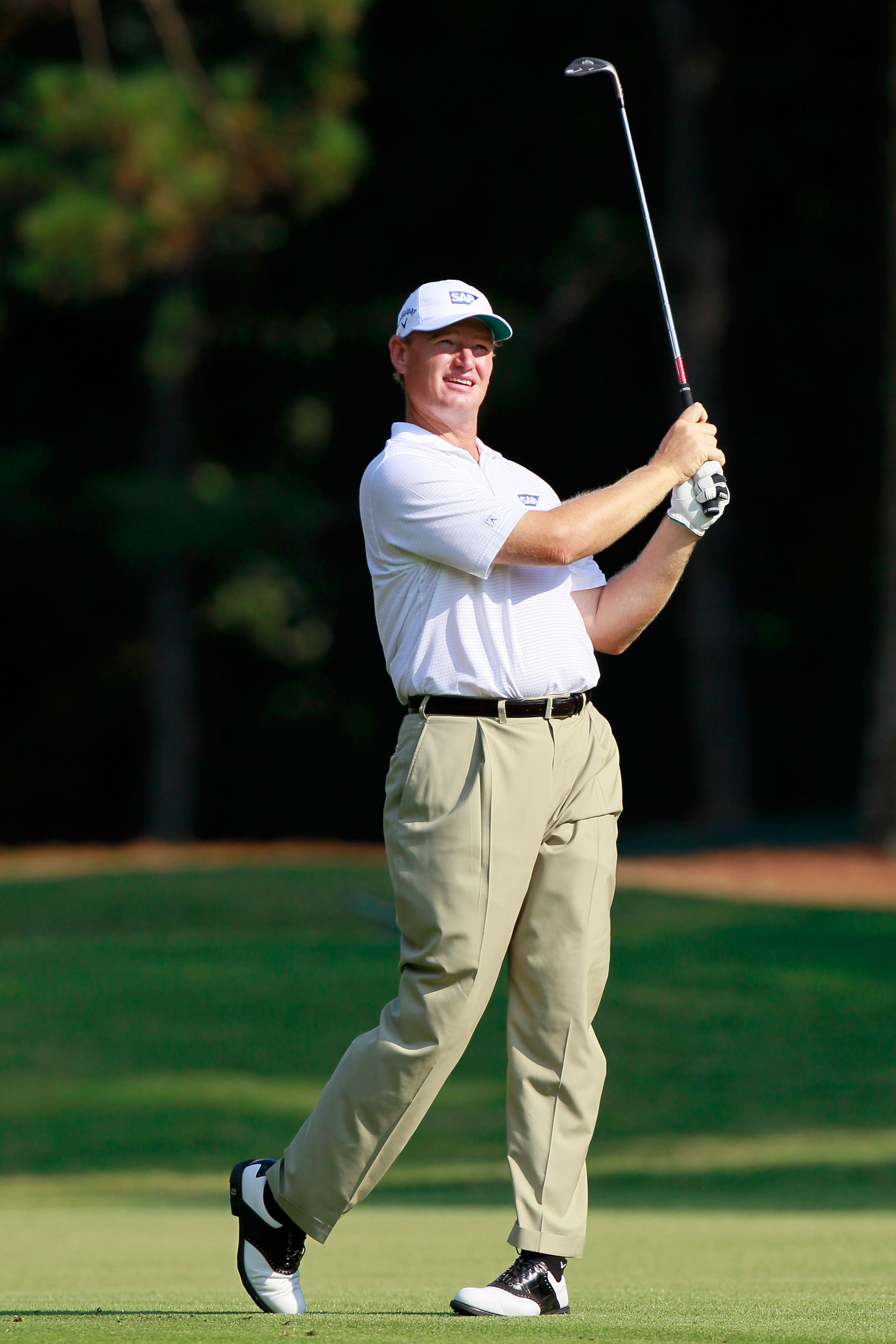 ATLANTA - SEPTEMBER 23:  Ernie Els of South Africa hits a shot on the 16th hole during the first round of THE TOUR Championship presented by Coca-Cola at East Lake Golf Club on September 23, 2010 in Atlanta, Georgia.  (Photo by Kevin C. Cox/Getty Images)