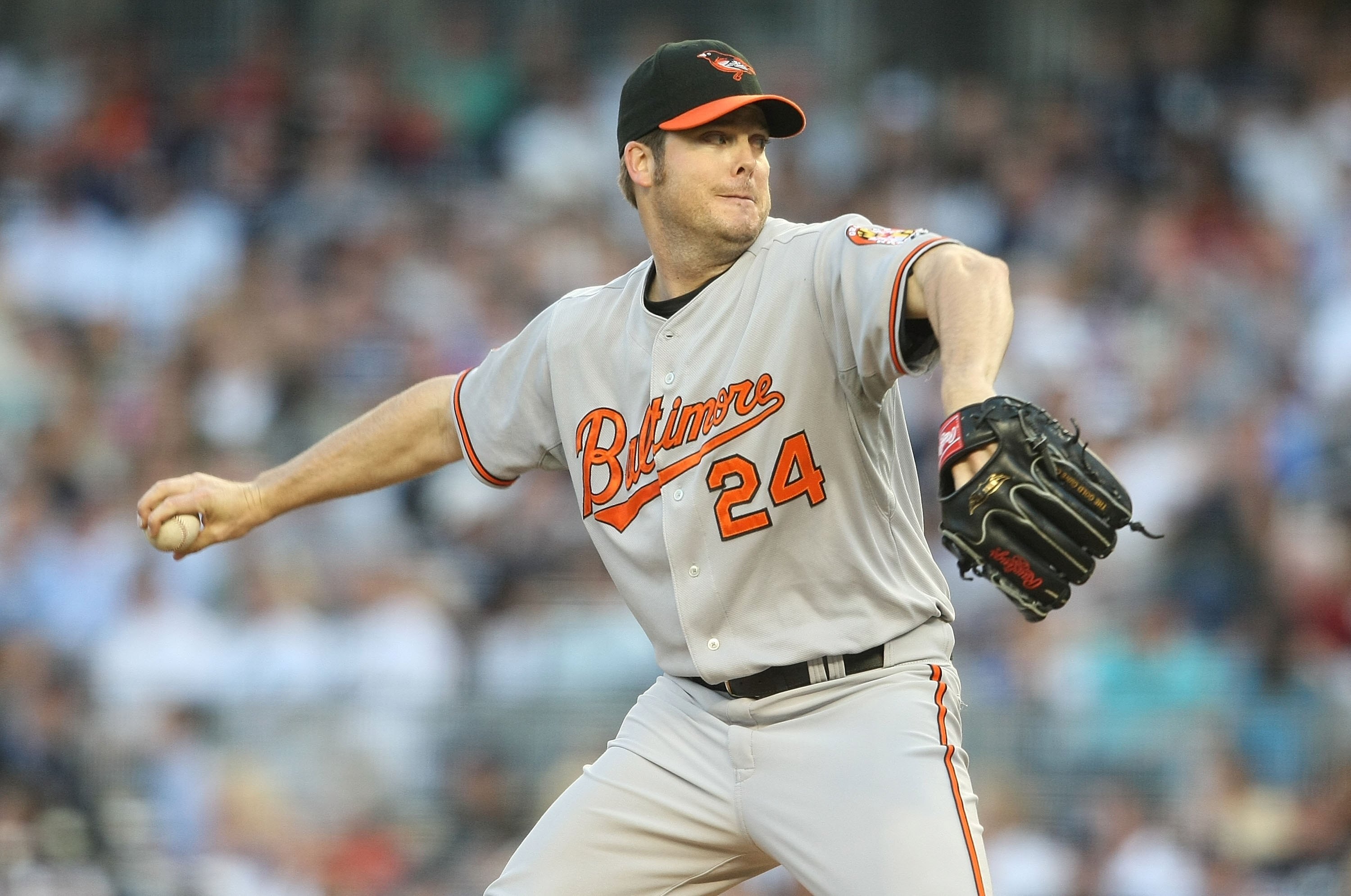 NEW YORK - MAY 21:  Adam Eaton #24 of the Baltimore Orioles pitches against the New York Yankees on May 21, 2009 at Yankee Stadium in the Bronx borough of New York City.  (Photo by Nick Laham/Getty Images)