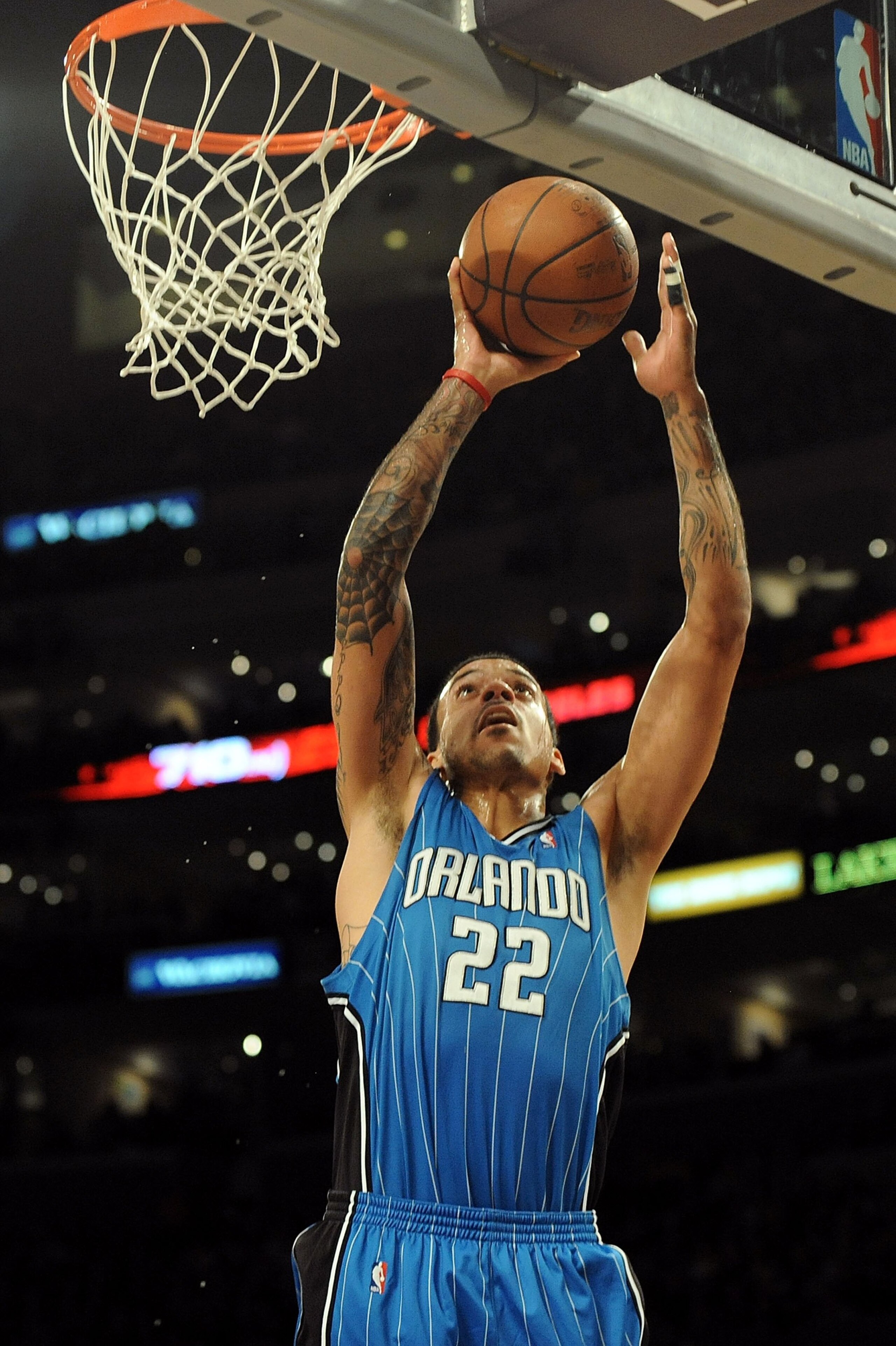 LOS ANGELES, CA - JANUARY 18:  Matt Barnes #22 of the Orlando Magic goes to the basket against the Los Angeles Lakers during the game on January 18, 2010 at Staples Center in Los Angeles, California.  The Lakers won 98-92.  NOTE TO USER: User expressly ac