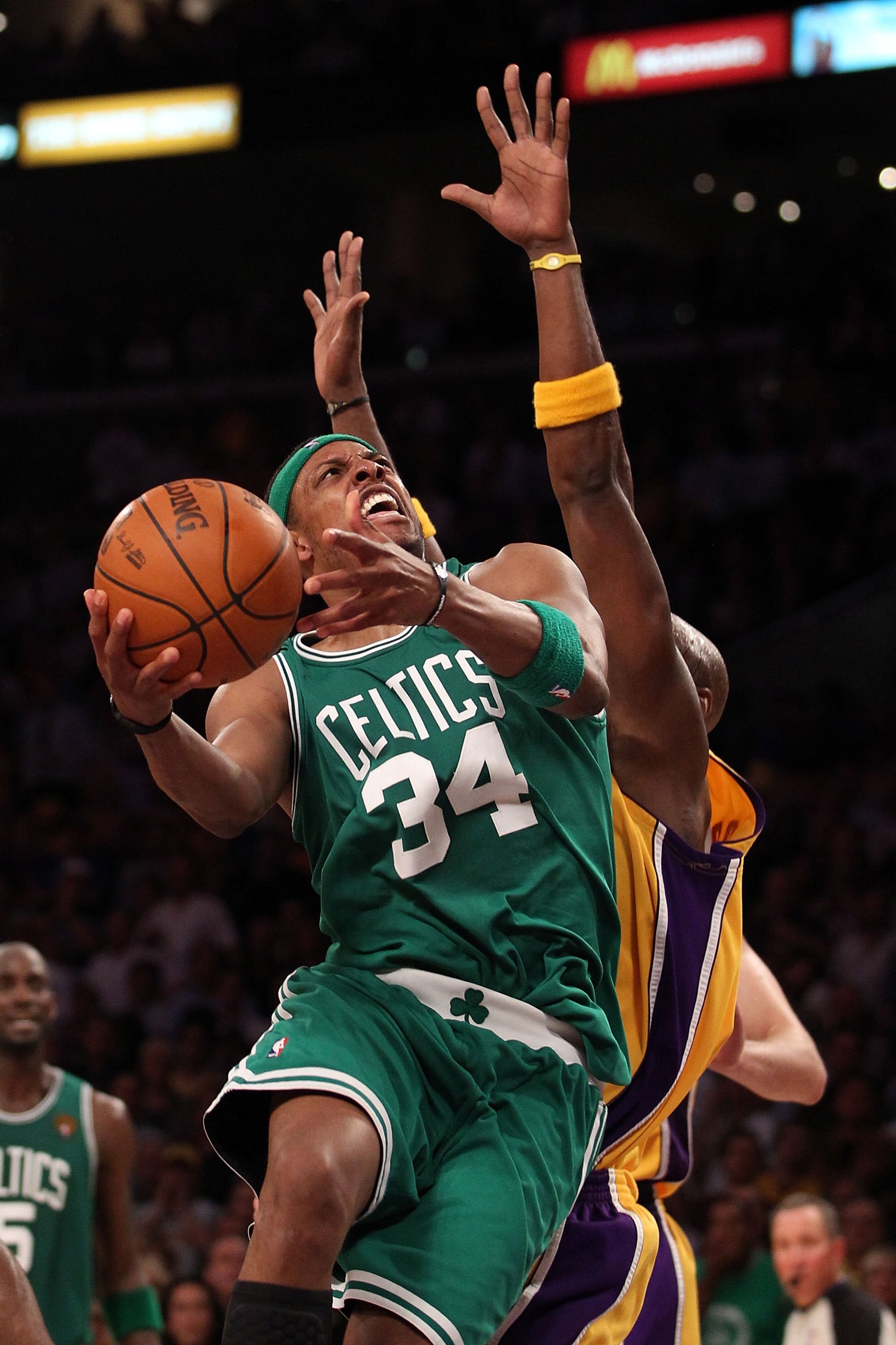 LOS ANGELES, CA - JUNE 15:  Paul Pierce #34 of the Boston Celtics goes up for a shot while taking on the Los Angeles Lakers in Game Six of the 2010 NBA Finals at Staples Center on June 15, 2010 in Los Angeles, California.  NOTE TO USER: User expressly ack