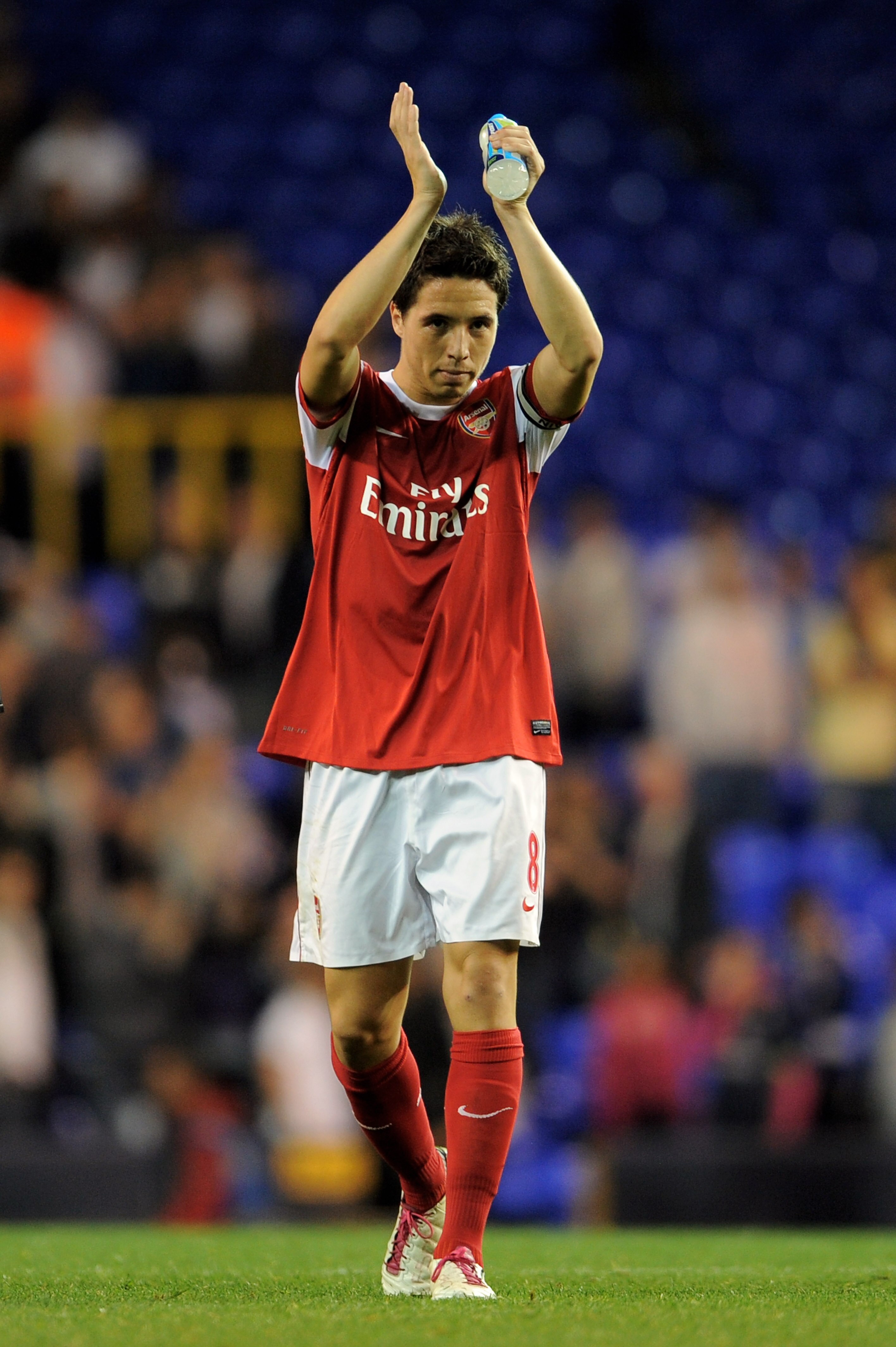 LONDON, ENGLAND - SEPTEMBER 21:  Samir Nasri of Arsenal applauds the fans following his team's 4-1 victory during the Carling Cup third round match between Tottenham Hotspur and Arsenal at White Hart Lane on September 21, 2010 in London, England.  (Photo