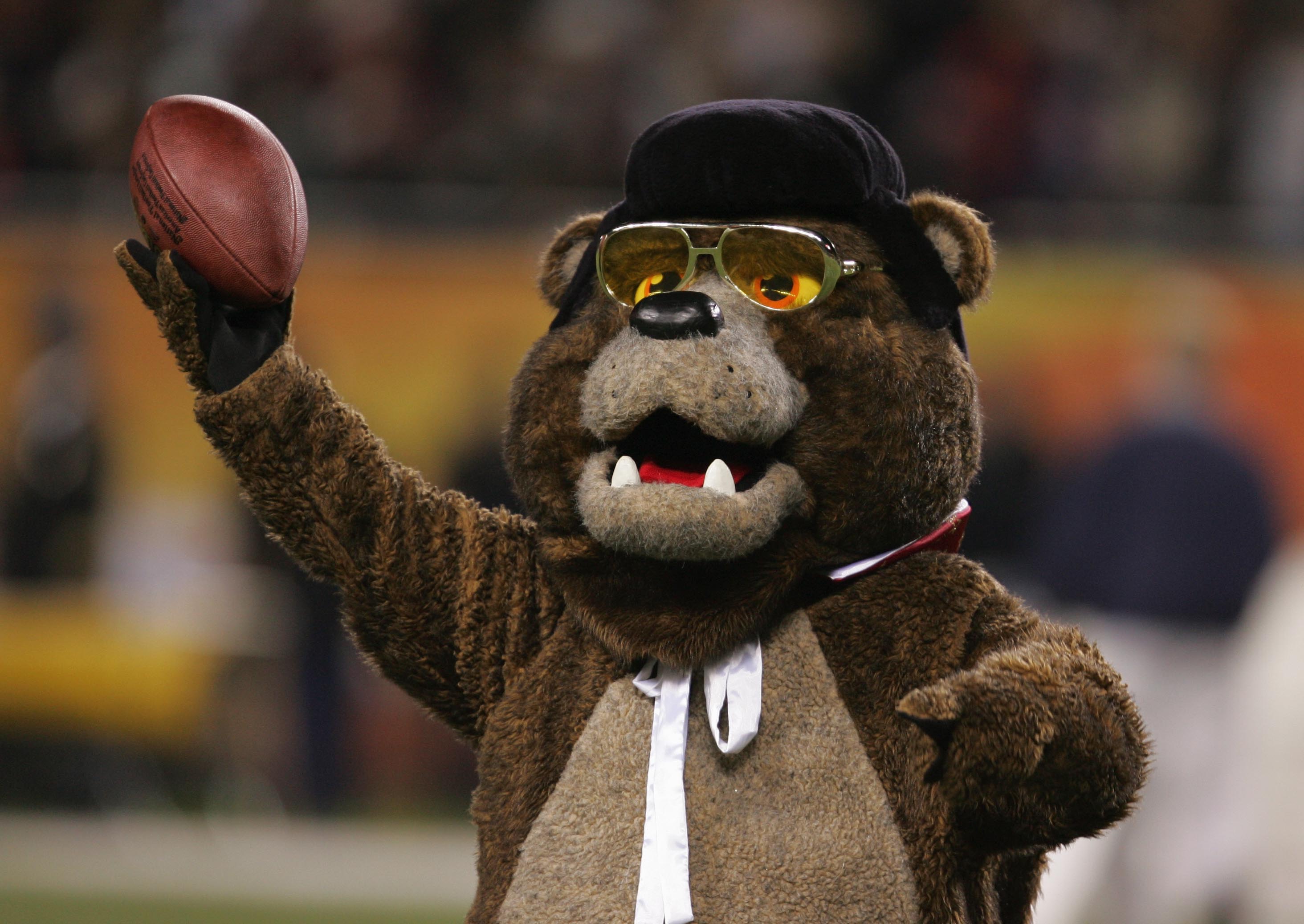 CHICAGO - OCTOBER 31:  Staley Da Bear, the mascot of the Chicago Bears, entertains the fans during the game against the San Francisco 49ers at Soldier Field on October 31, 2004 in Chicago, Illinois. The Bears defeated the 49ers 23-13. (Photo by Jonathan D