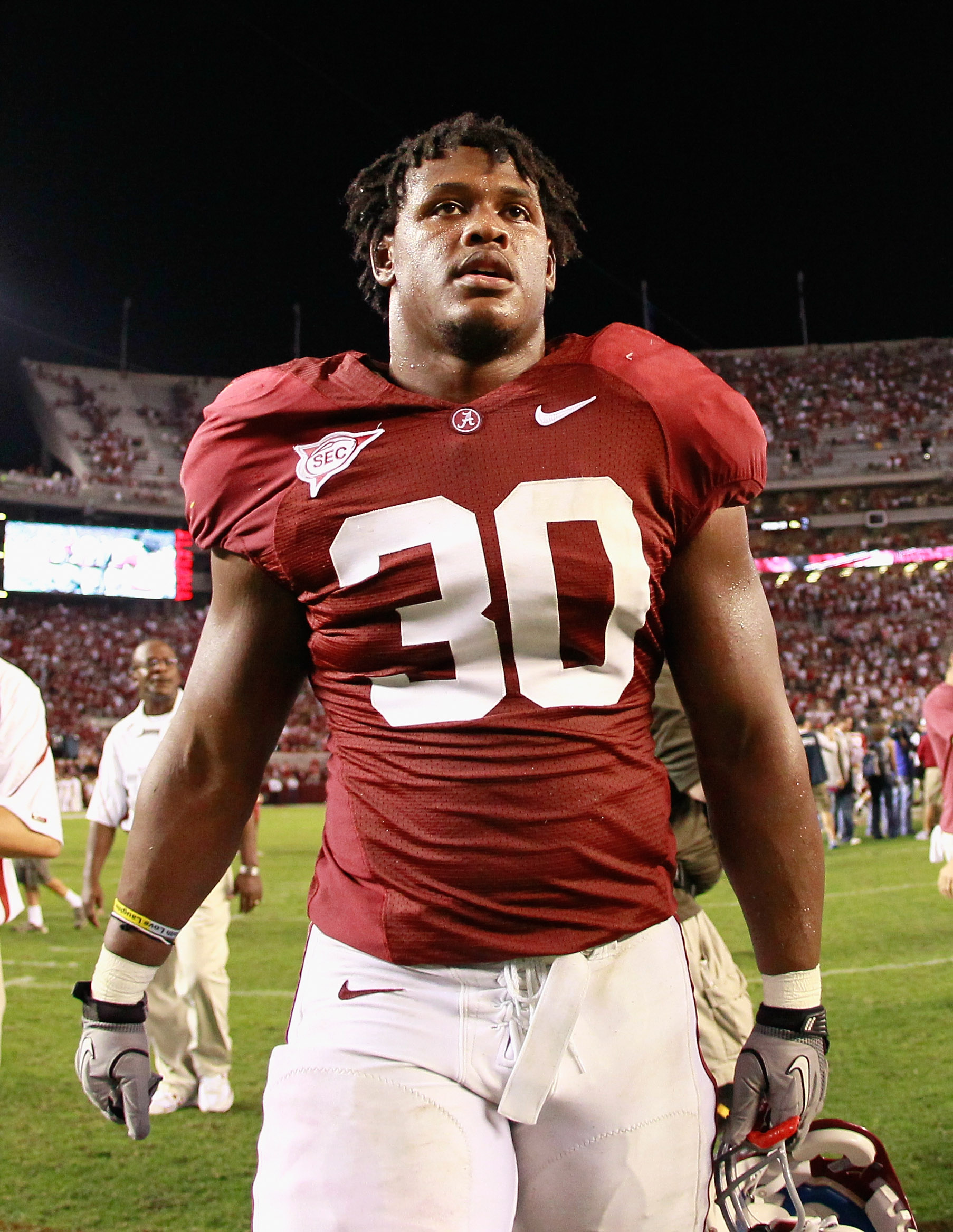 TUSCALOOSA, AL - SEPTEMBER 11: Dont'a Hightower #30 of the Alabama Crimson Tide against the Penn State Nittany Lions at Bryant-Denny Stadium on September 11, 2010 in Tuscaloosa, Alabama. (Photo by Kevin C. Cox/Getty Images) TUSCALOOSA, AL - SEPTEMBER 11: Dont'a Hightower #30 of the Alabama Crimson Tide against the Penn State Nittany Lions at Bryant-Denny Stadium on September 11, 2010 in Tuscaloosa, Alabama. (Photo by Kevin C. Cox/Getty Images)