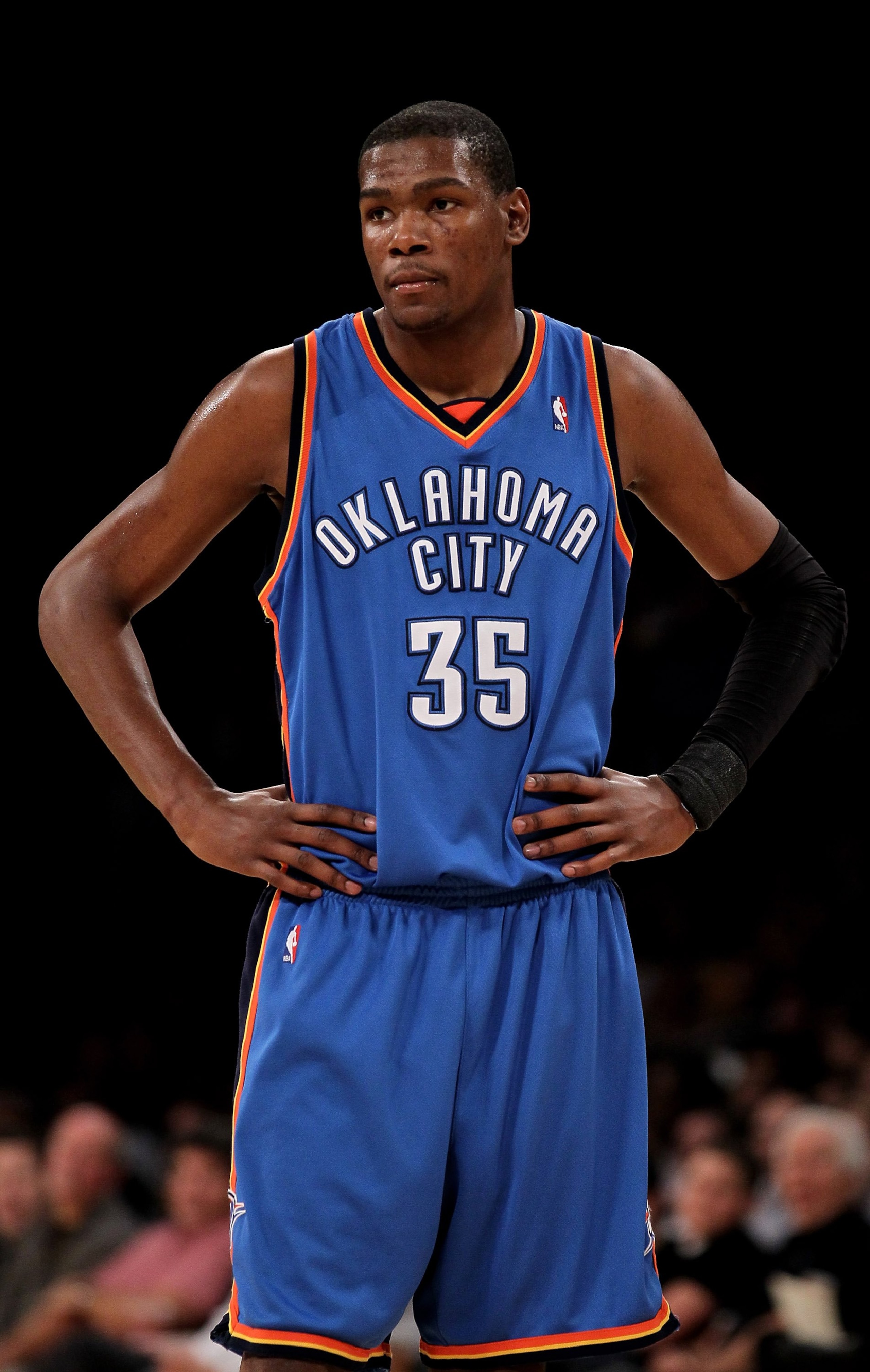 LOS ANGELES, CA - APRIL 20:  Kevin Durant #35 of the Oklahoma City Thunder on the court against the Los Angeles Lakers during Game Two of the Western Conference Quarterfinals of the 2010 NBA Playoffs on April 20, 2010 at Staples Center in Los Angeles, Cal