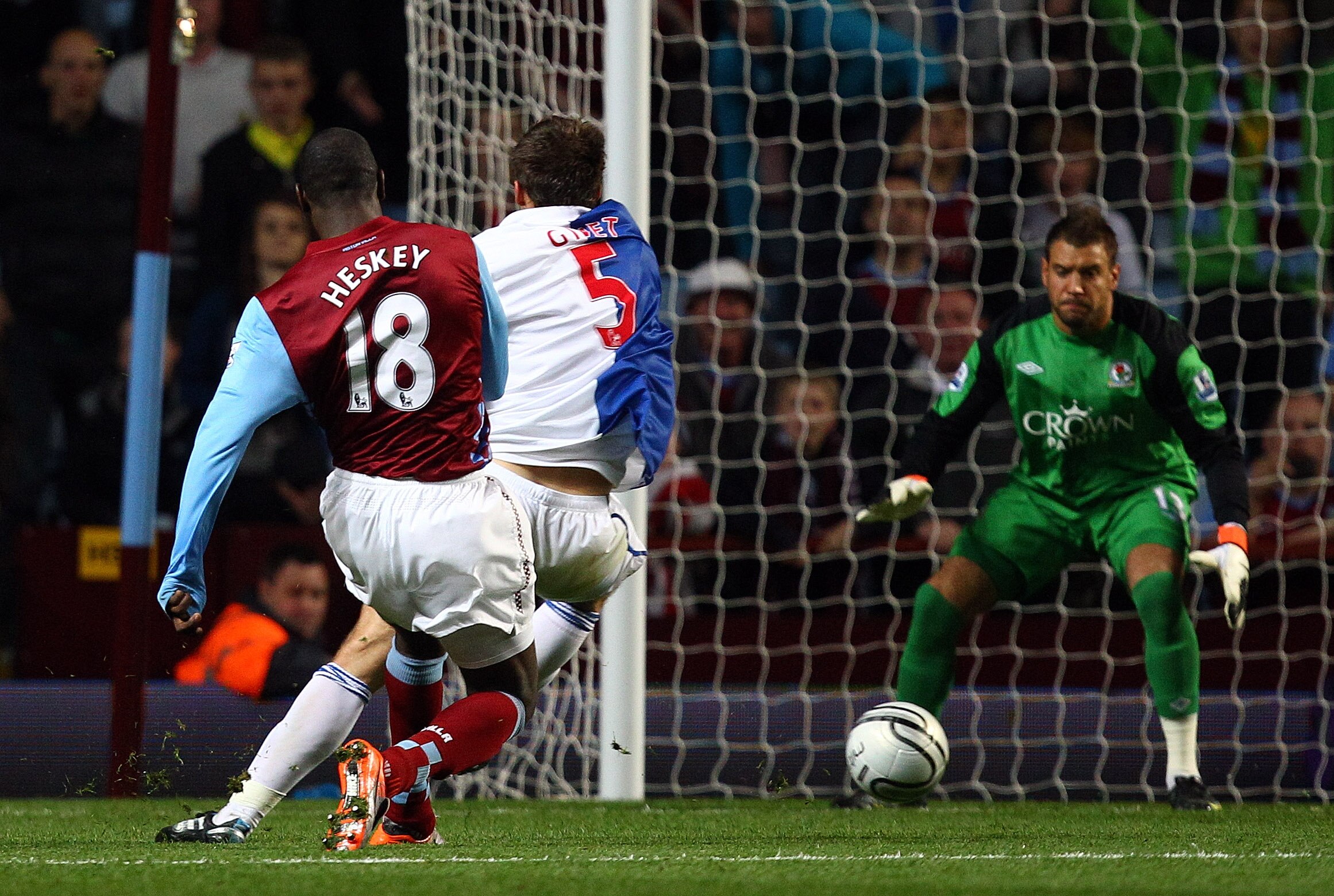 BIRMINGHAM, ENGLAND - SEPTEMBER 22:  Emile Heskey scores the first goal for Villa during the Carling Cup 3rd Round match between Aston Villa and Blackburn Rovers at Villa Park on September 22, 2010 in Birmingham, England.  (Photo by Richard Heathcote/Gett