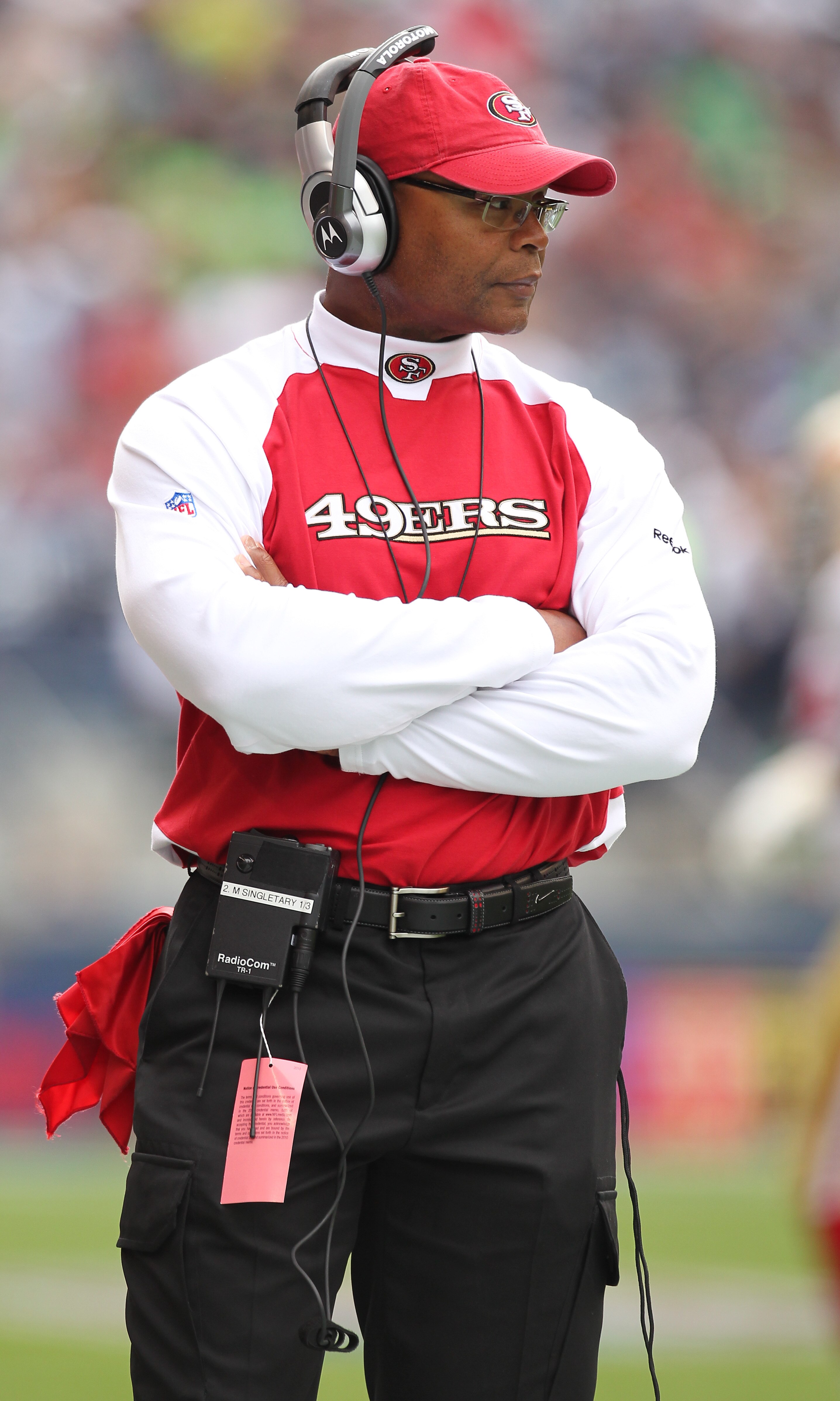 SEATTLE - SEPTEMBER 12:  Head coach Mike Singletary of the San Francisco 49ers looks on during the NFL season opener against the Seattle Seahawks at Qwest Field on September 12, 2010 in Seattle, Washington. (Photo by Otto Greule Jr/Getty Images)
