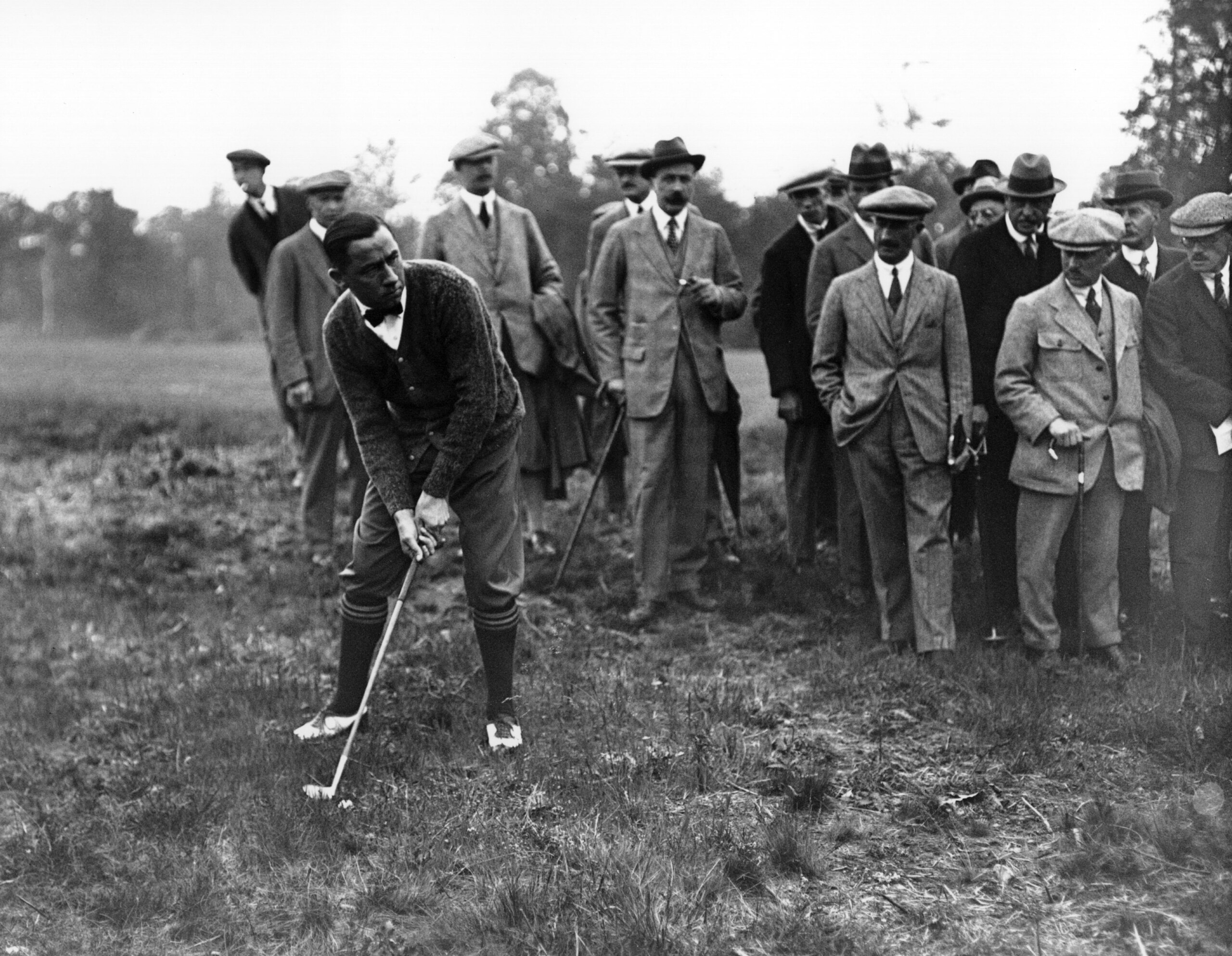 JUN 1920:  WALTER HAGEN OF THE UNITED STATES IN ACTION DURING A GOLF MATCH BETWEEN ENGLAND AND AMERICA. Mandatory Credit: Allsport Hulton/Archive
