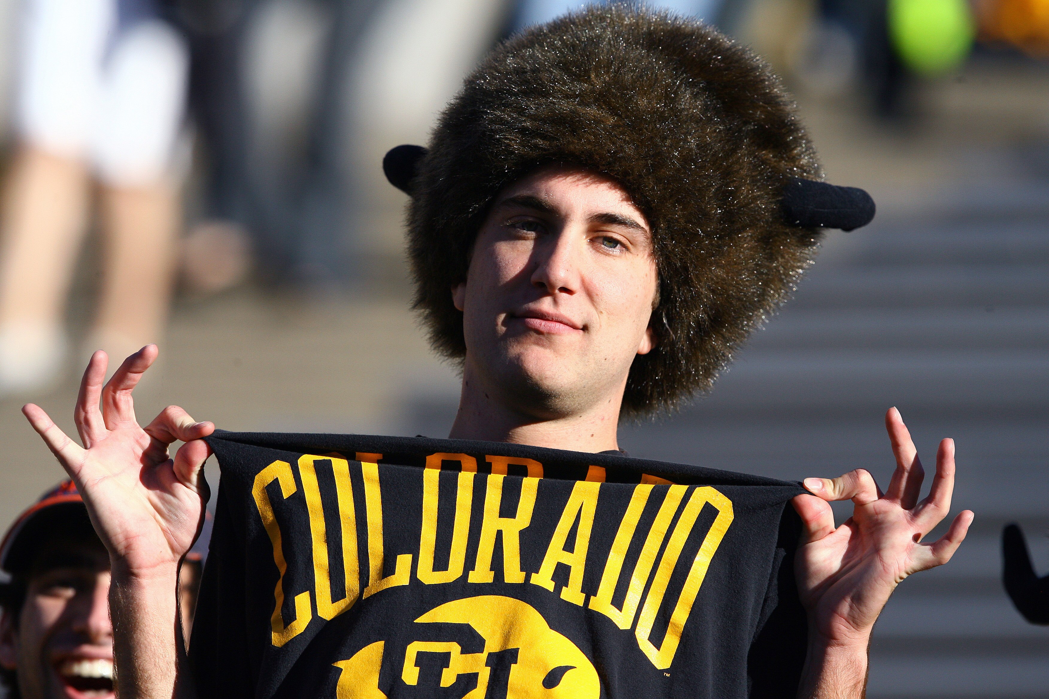 BOULDER, CO - OCTOBER 17: A University of Colorado student shows off his shirt during the game against the Kansas Jayhawks at Folsom Field on October 17, 2009 in Boulder, Colorado. (Photo by Garrett W. Ellwood/Getty Images) BOULDER, CO - OCTOBER 17: A University of Colorado student shows off his shirt during the game against the Kansas Jayhawks at Folsom Field on October 17, 2009 in Boulder, Colorado. (Photo by Garrett W. Ellwood/Getty Images)