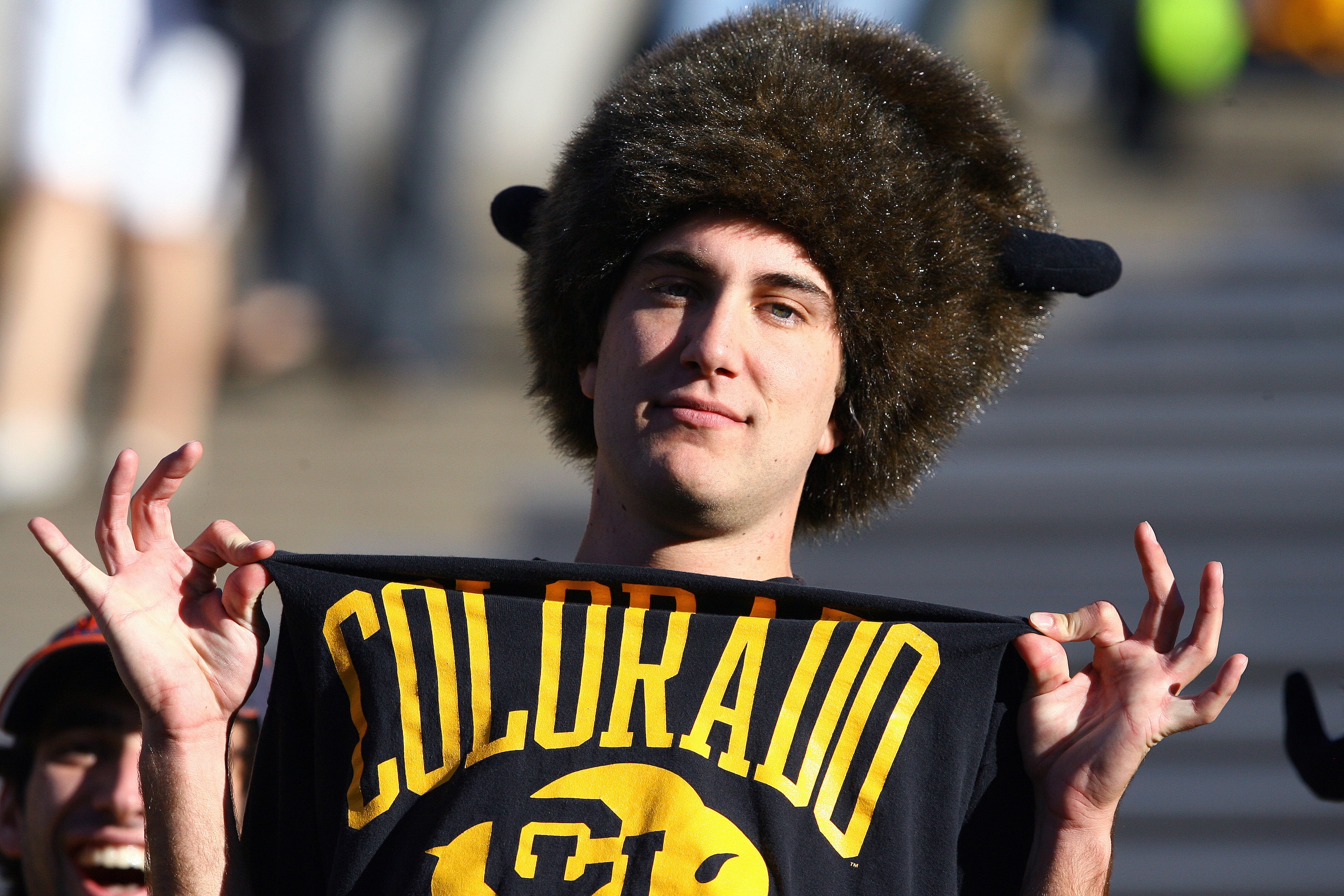 BOULDER, CO - OCTOBER 17: A University of Colorado student shows off his shirt during the game against the Kansas Jayhawks at Folsom Field on October 17, 2009 in Boulder, Colorado. (Photo by Garrett W. Ellwood/Getty Images) BOULDER, CO - OCTOBER 17: A University of Colorado student shows off his shirt during the game against the Kansas Jayhawks at Folsom Field on October 17, 2009 in Boulder, Colorado. (Photo by Garrett W. Ellwood/Getty Images)