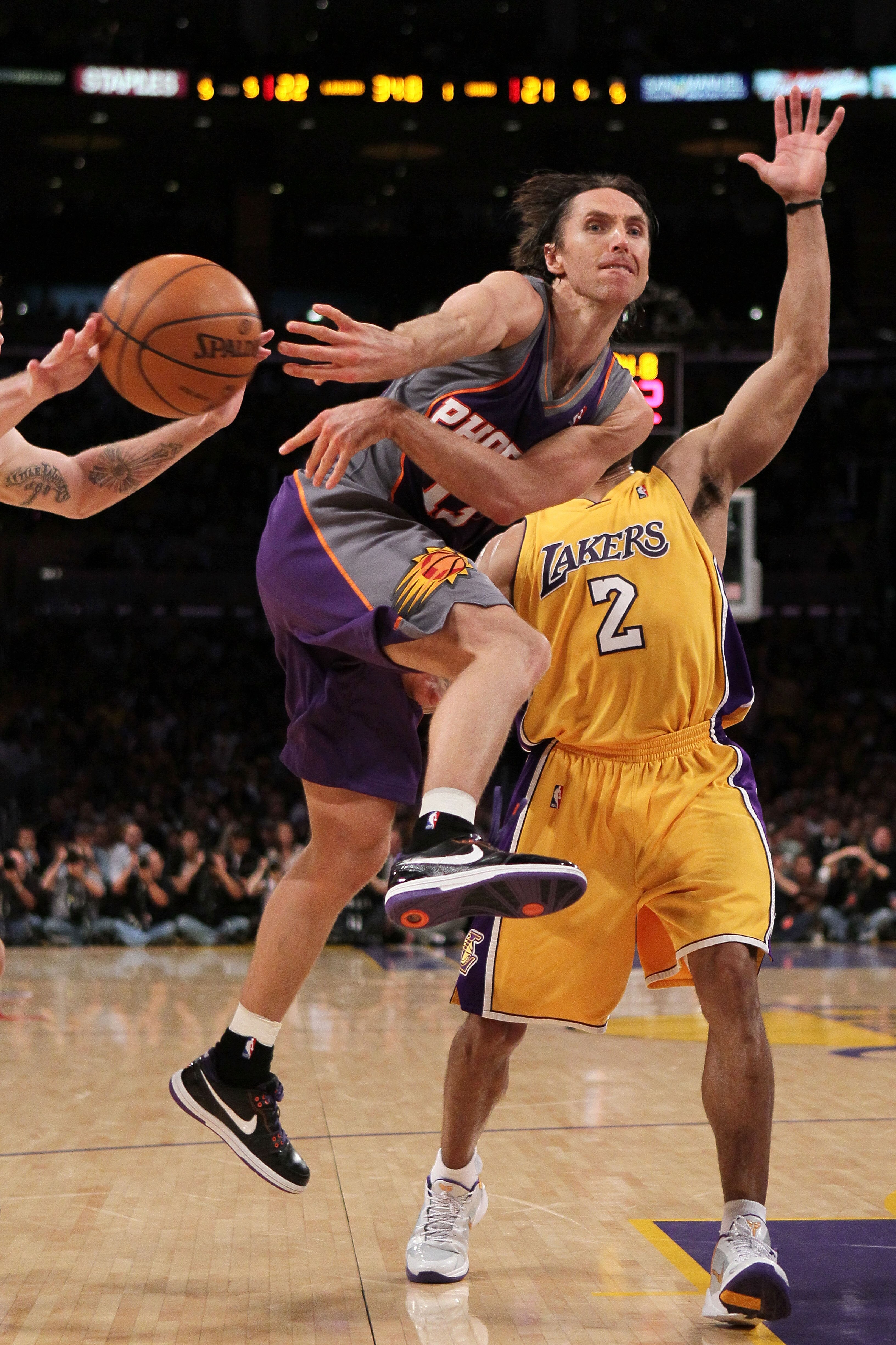 LOS ANGELES, CA - MAY 27:  Steve Nash #13 of the Phoenix Suns passes the ball against the Los Angeles Lakers in the first quarter of Game Five of the Western Conference Finals during the 2010 NBA Playoffs at Staples Center on May 27, 2010 in Los Angeles, 