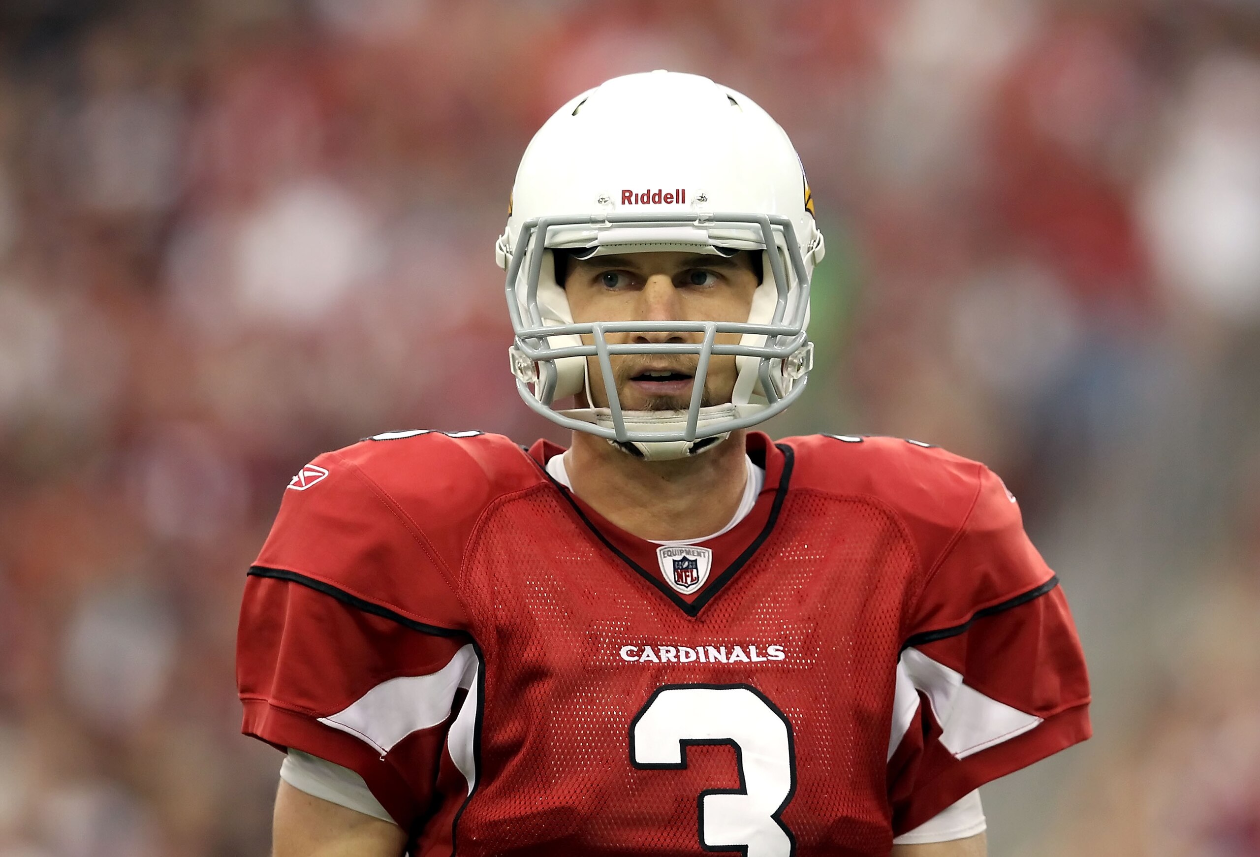 GLENDALE, AZ - SEPTEMBER 26: Quarterback Derek Anderson #3 of the Arizona Cardinals looks to the sidelines during the NFL game against the Oakland Raiders at the University of Phoenix Stadium on September 26, 2010 in Glendale, Arizona. The Cardinals def GLENDALE, AZ - SEPTEMBER 26: Quarterback Derek Anderson #3 of the Arizona Cardinals looks to the sidelines during the NFL game against the Oakland Raiders at the University of Phoenix Stadium on September 26, 2010 in Glendale, Arizona. The Cardinals def