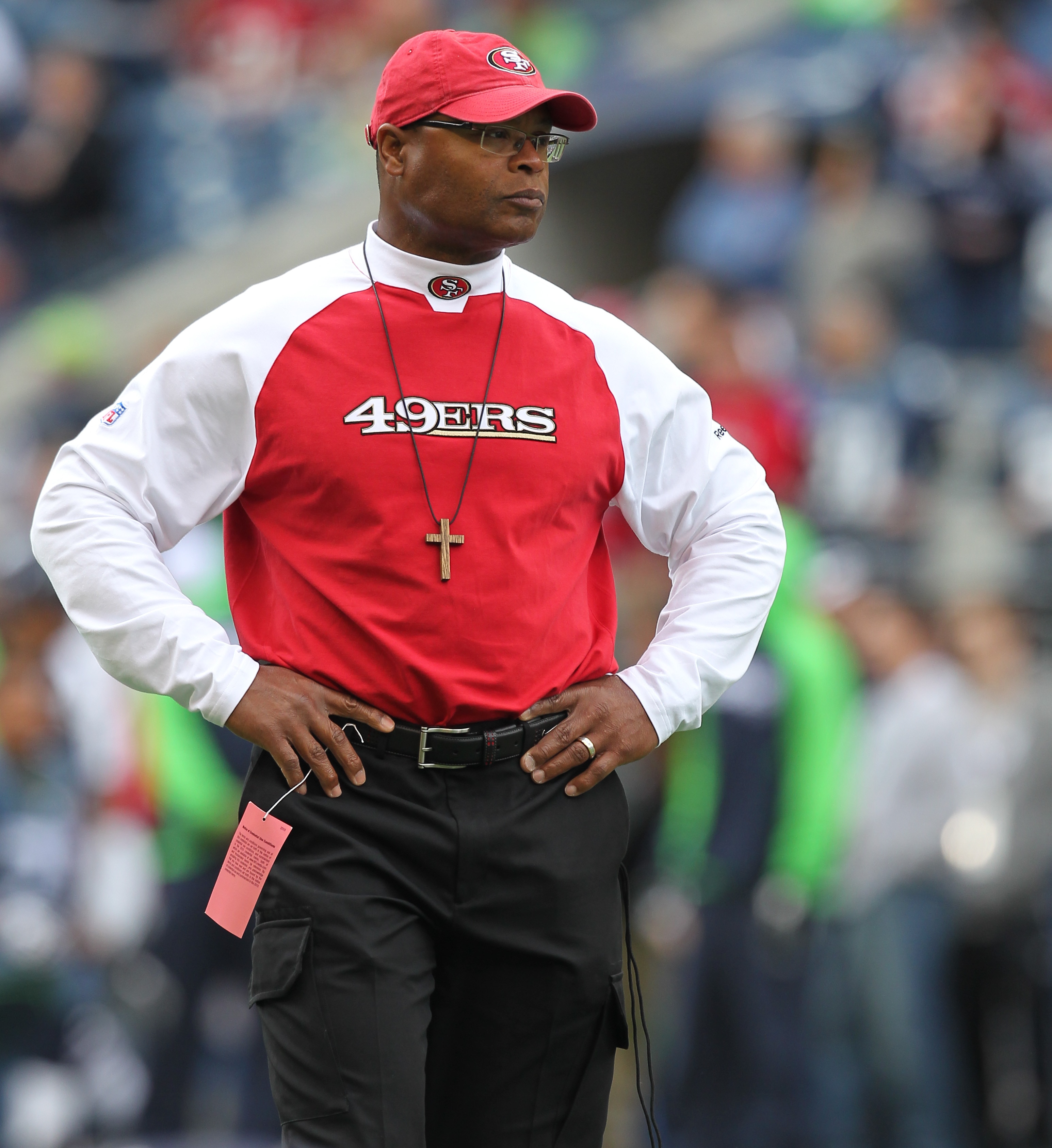 SEATTLE - SEPTEMBER 12:  Head coach Mike Singletary of the San Francisco 49ers looks on during warm ups prior to the NFL season opener against the Seattle Seahawks at Qwest Field on September 12, 2010 in Seattle, Washington. (Photo by Otto Greule Jr/Getty