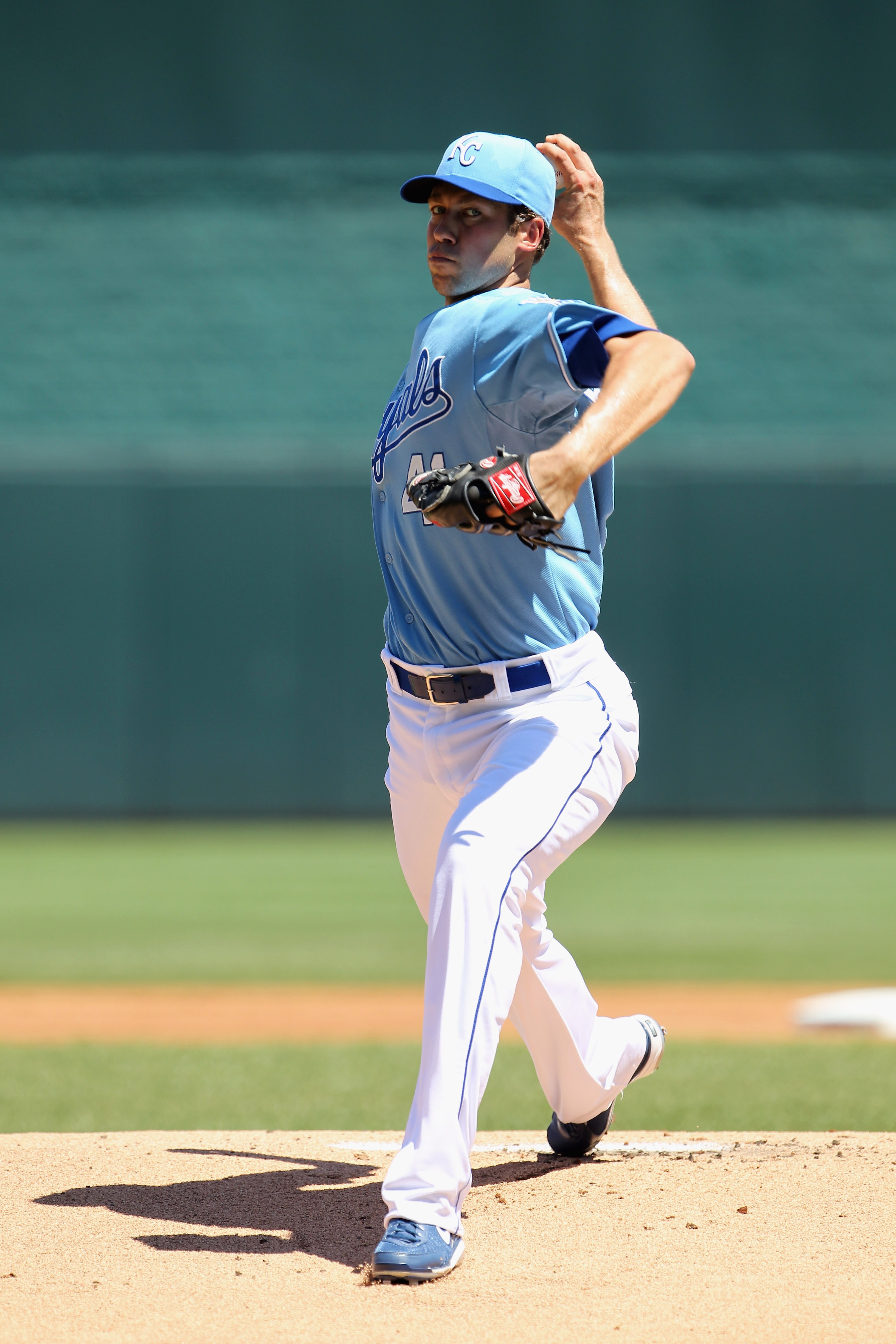 KANSAS CITY, MO - AUGUST 15:  Pitcher Bryan Bullington #41 of the Kansas City Royals in action during the game against the New York Yankees on August 15, 2010 at Kauffman stadium in Kansas City, Missouri.  (Photo by Jamie Squire/Getty Images)