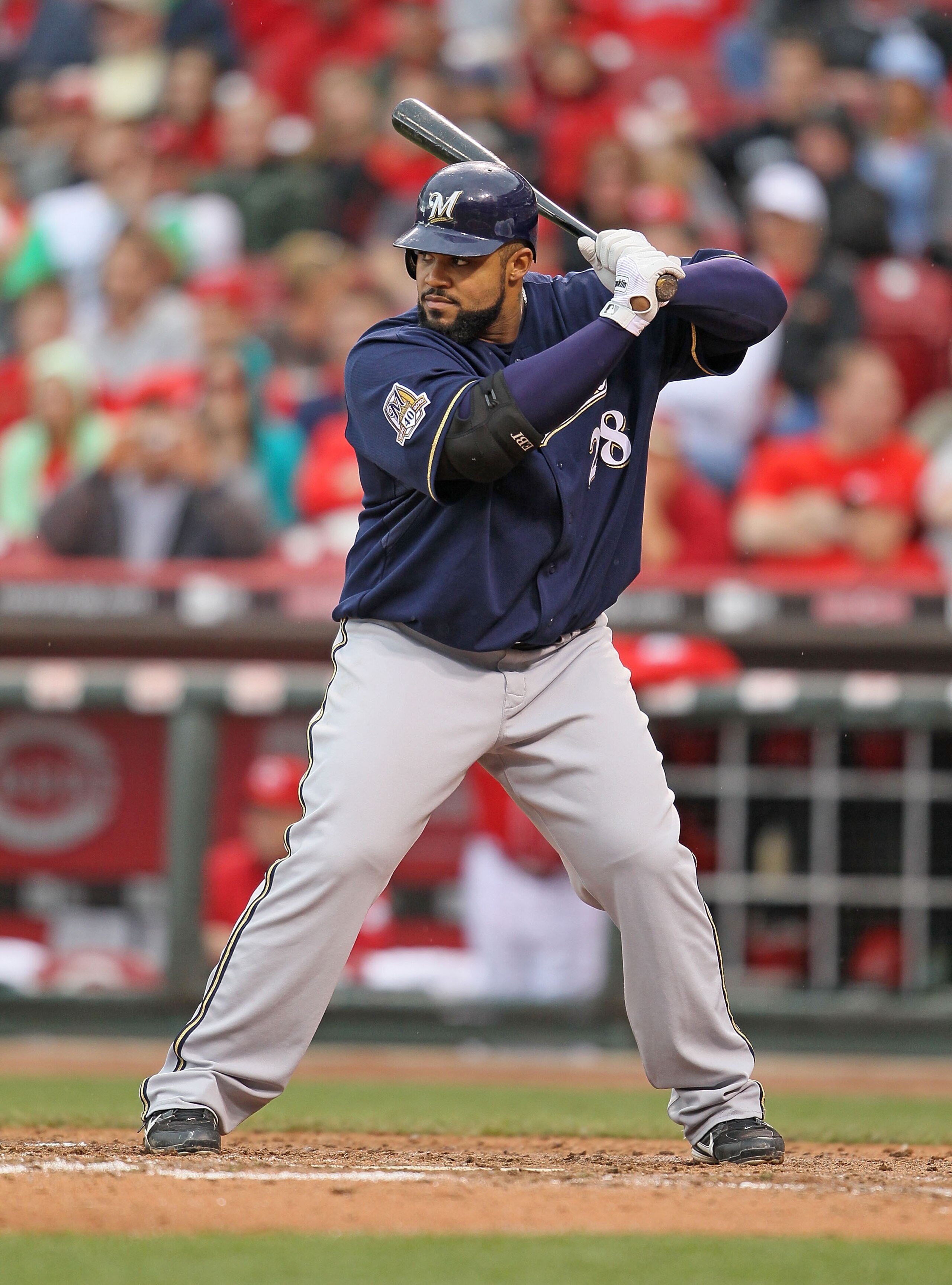 CINCINNATI - MAY 18: Prince Fielder #28 of the Milwaukee Brewers is at bat during the game against the Cincinnati Reds at Great American Ball Park on May 18, 2010 in Cincinnati, Ohio. (Photo by Andy Lyons/Getty Images) CINCINNATI - MAY 18: Prince Fielder #28 of the Milwaukee Brewers is at bat during the game against the Cincinnati Reds at Great American Ball Park on May 18, 2010 in Cincinnati, Ohio. (Photo by Andy Lyons/Getty Images)