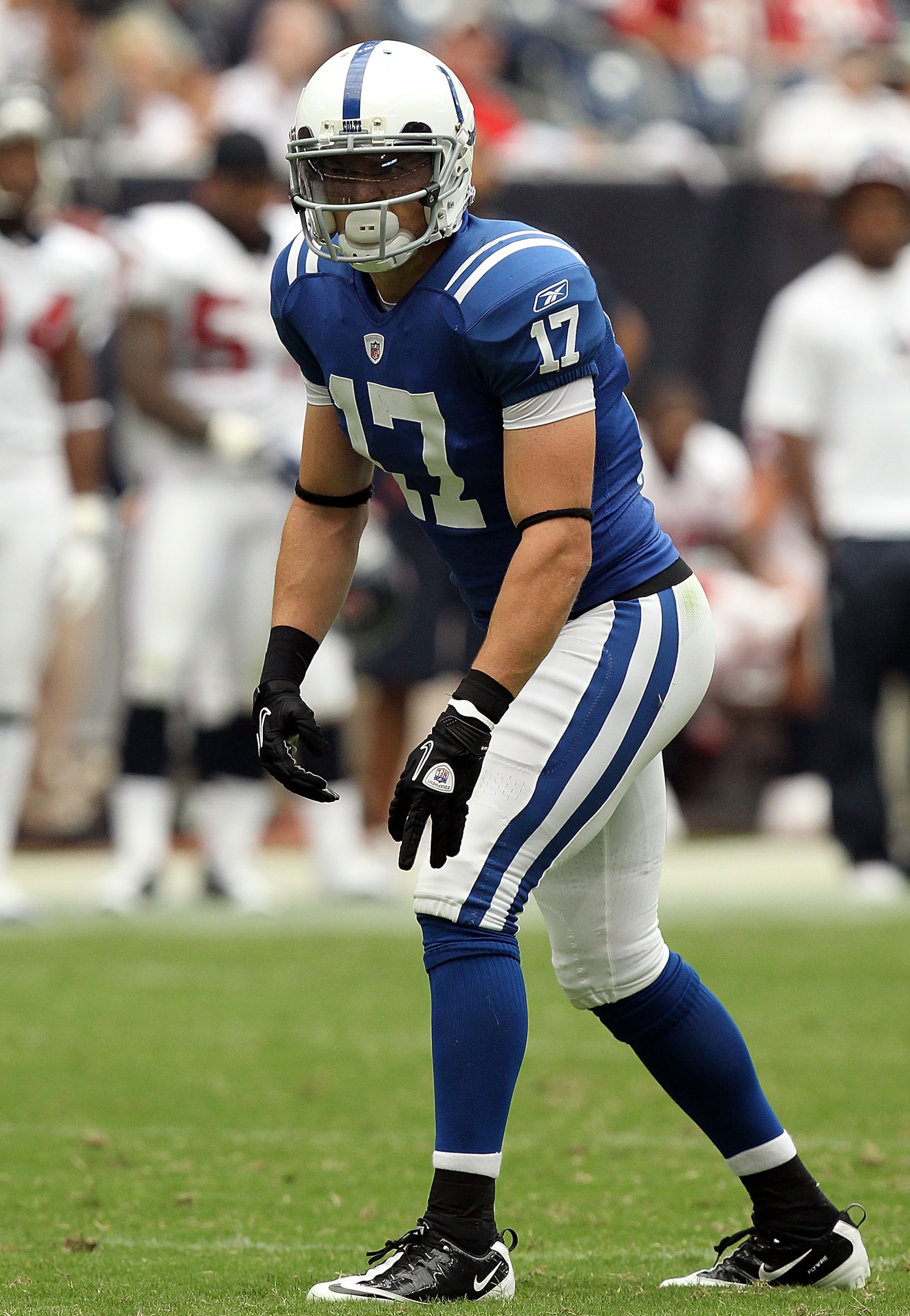 HOUSTON - SEPTEMBER 12:  Wide receiver Austin Collie #17 of the Indianapolis Colts at Reliant Stadium on September 12, 2010 in Houston, Texas.  (Photo by Ronald Martinez/Getty Images)