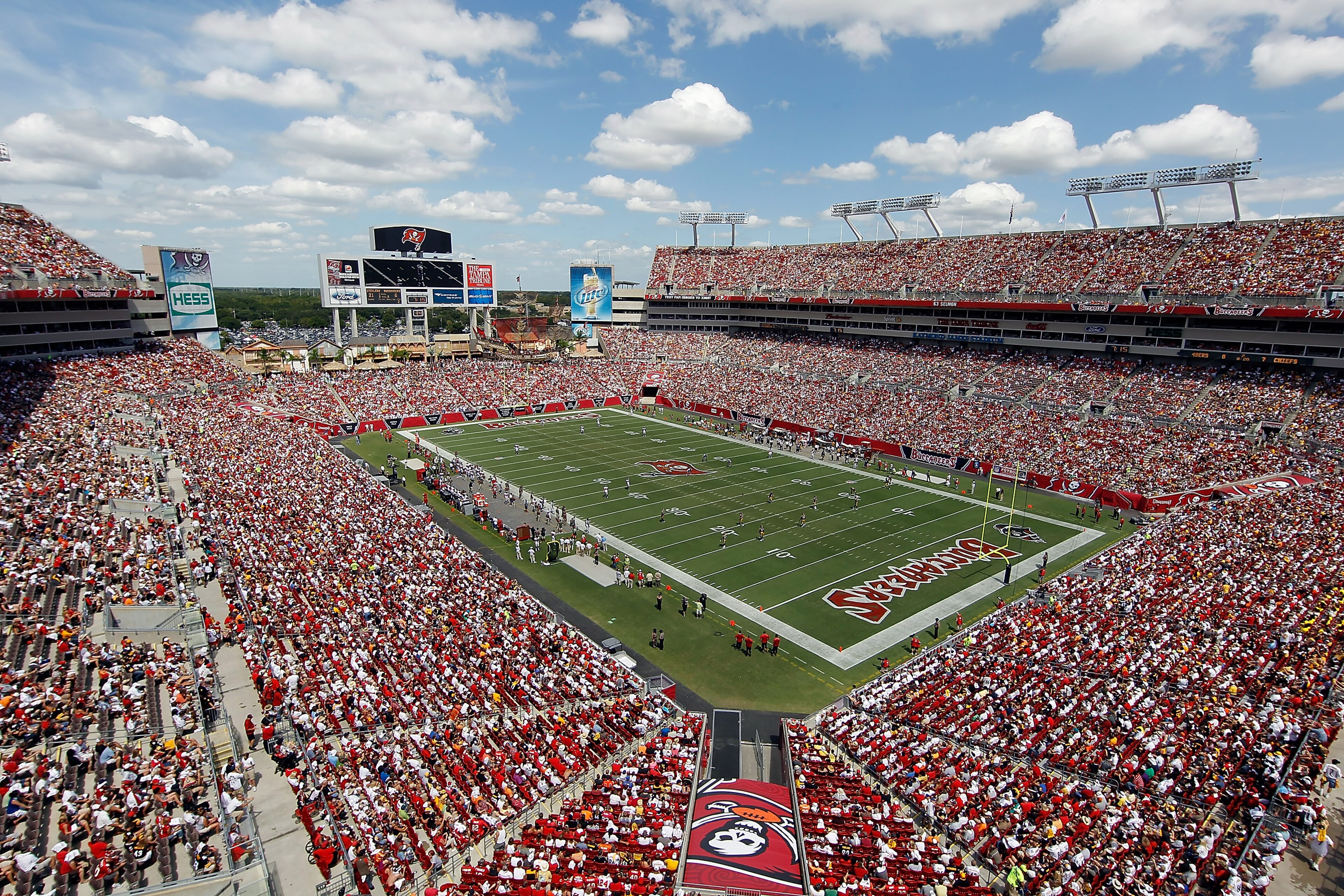 TAMPA, FL - SEPTEMBER 26:   A shot of Raymond James Stadium during the game between the Tampa Bay Buccaneers and the Pittsburgh Steelers on September 26, 2010 in Tampa, Florida.  (Photo by J. Meric/Getty Images)