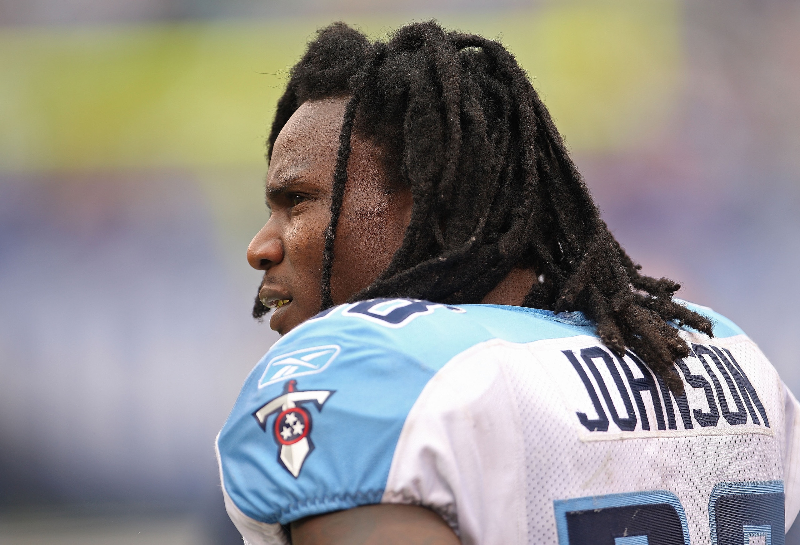 EAST RUTHERFORD, NJ - SEPTEMBER 26: Chris Johnson #28 of the Tennessee Titans waits on the sidelines during a game against the New York Giants at New Meadowlands Stadium on September 26, 2010 in East Rutherford, New Jersey. (Photo by Mike Ehrmann/Getty EAST RUTHERFORD, NJ - SEPTEMBER 26: Chris Johnson #28 of the Tennessee Titans waits on the sidelines during a game against the New York Giants at New Meadowlands Stadium on September 26, 2010 in East Rutherford, New Jersey. (Photo by Mike Ehrmann/Getty