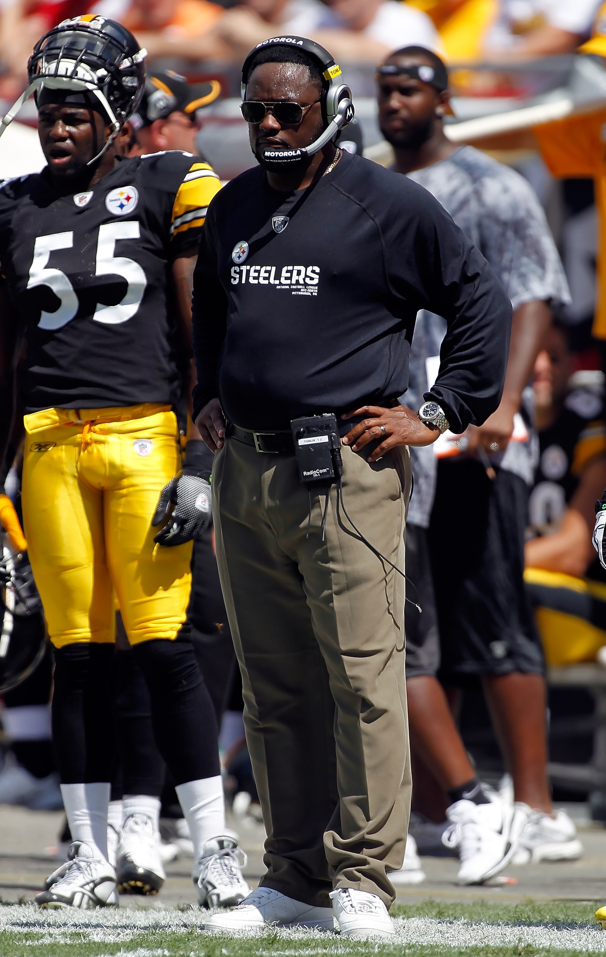 TAMPA, FL - SEPTEMBER 26:  Head coach Mike Tomlin of the Pittsburgh Steelers along the sidelines during the game against the Tampa Bay Buccaneers at Raymond James Stadium on September 26, 2010 in Tampa, Florida.  (Photo by J. Meric/Getty Images)