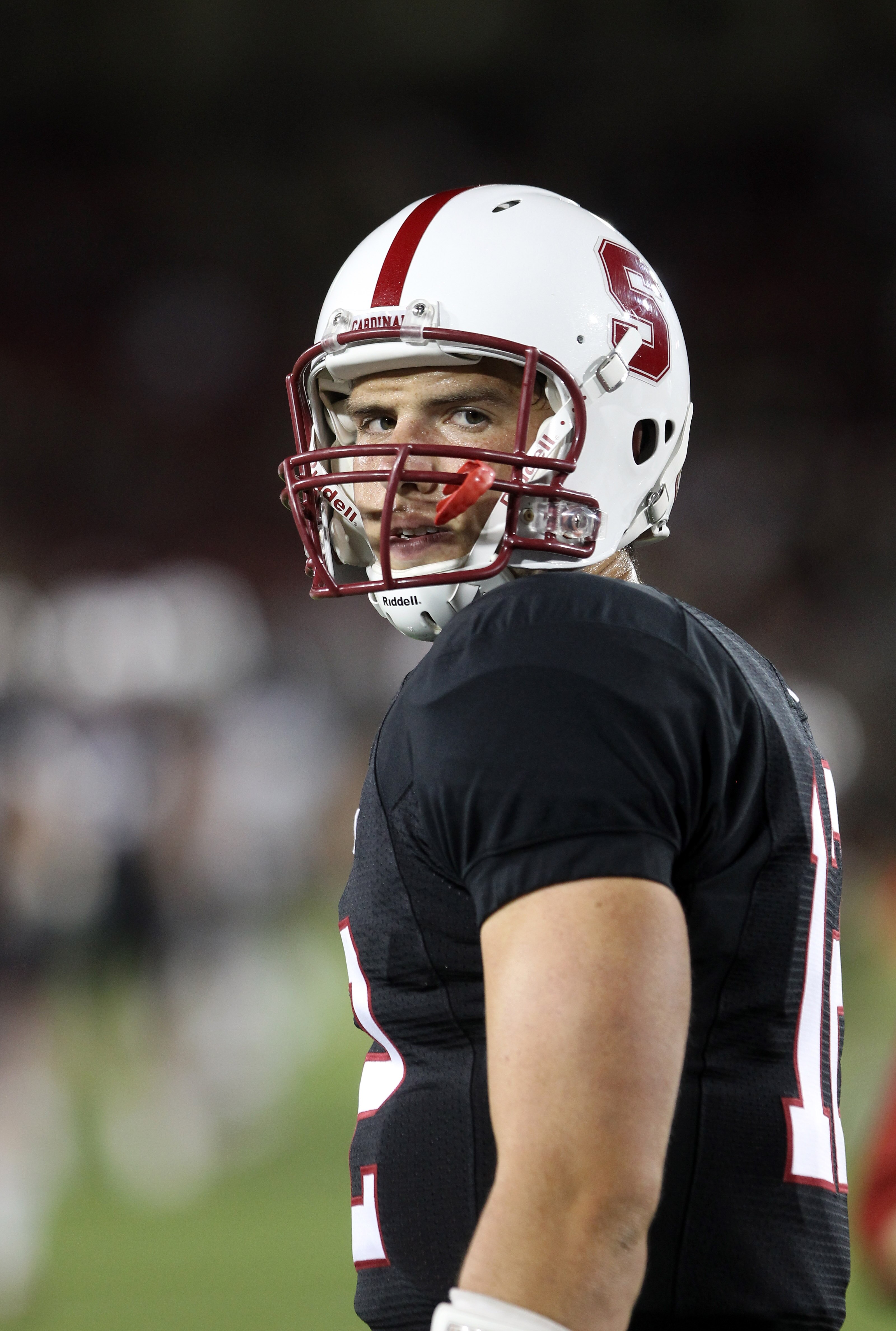 PALO ALTO, CA - SEPTEMBER 18:  Andrew Luck #12 of the Stanford Cardinal warms up before their game against the Wake Forest Demon Deacons at Stanford Stadium on September 18, 2010 in Palo Alto, California.  (Photo by Ezra Shaw/Getty Images)